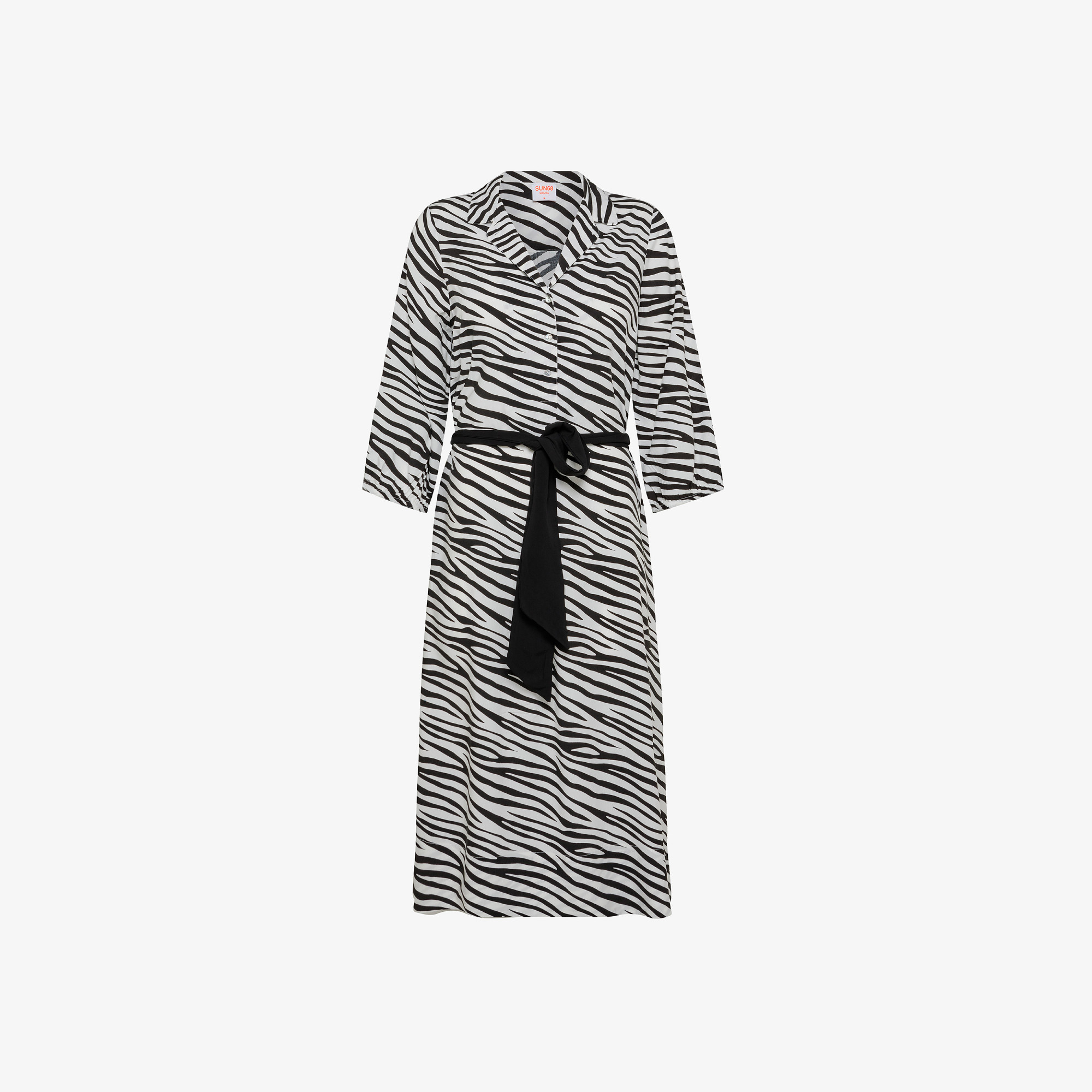 CHEMISIER DRESS PRINT L/S PORCELLANA/NERO