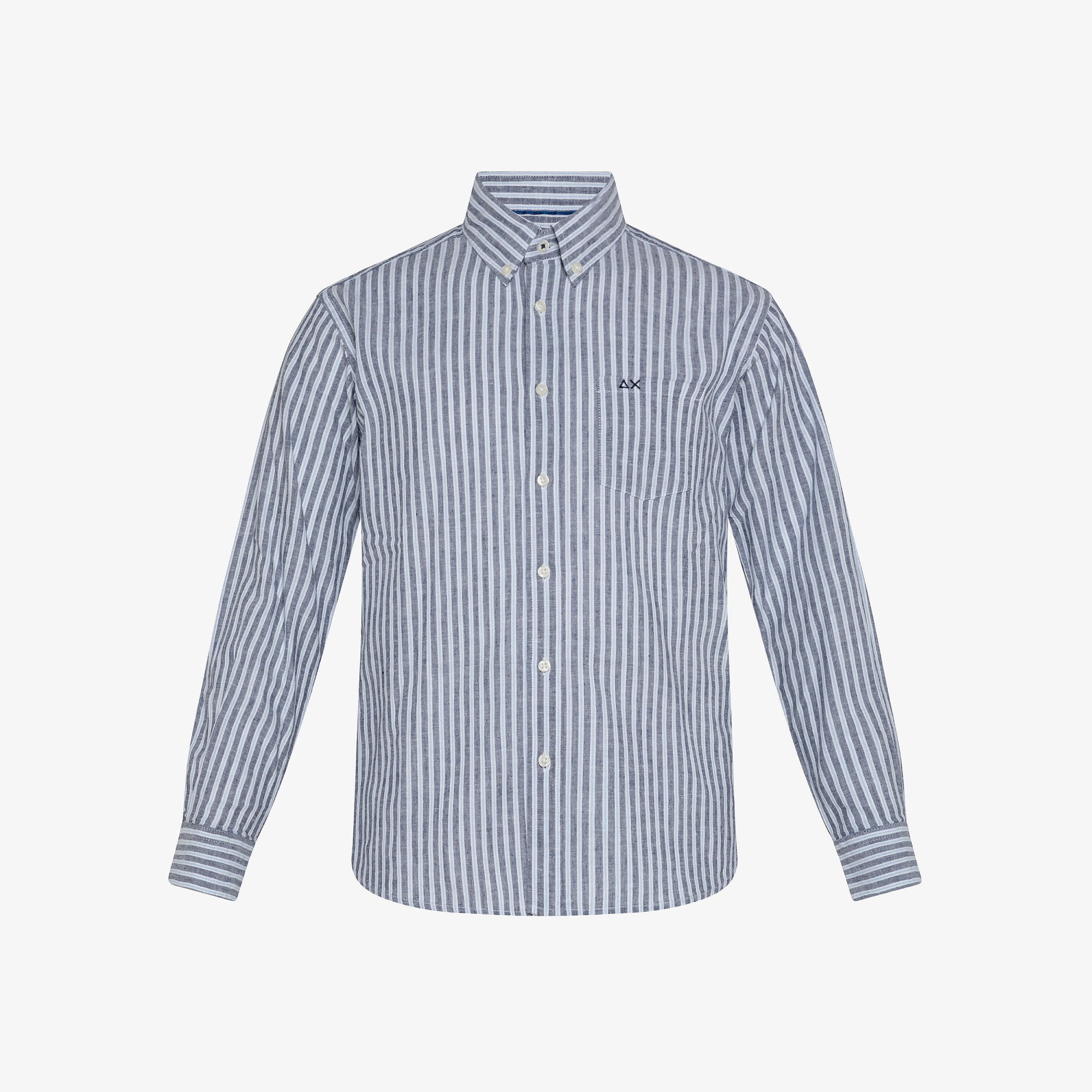 BOY'S SHIRT LINEN STRIPES NAVY BLUE/AVIO