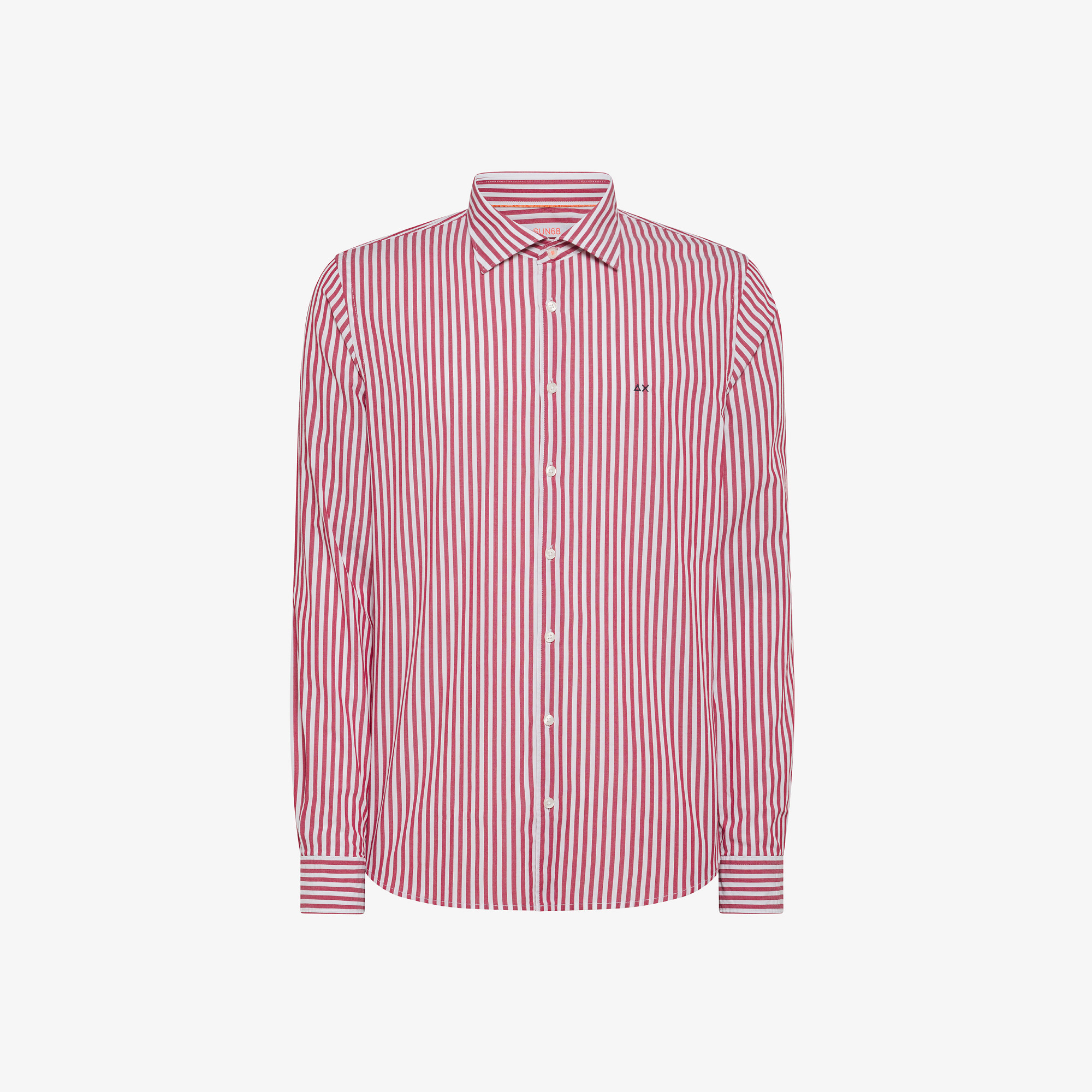 SHIRT CLASSIC STRIPE WITH FLUO DETAIL L/S BIANCO/ROSSO
