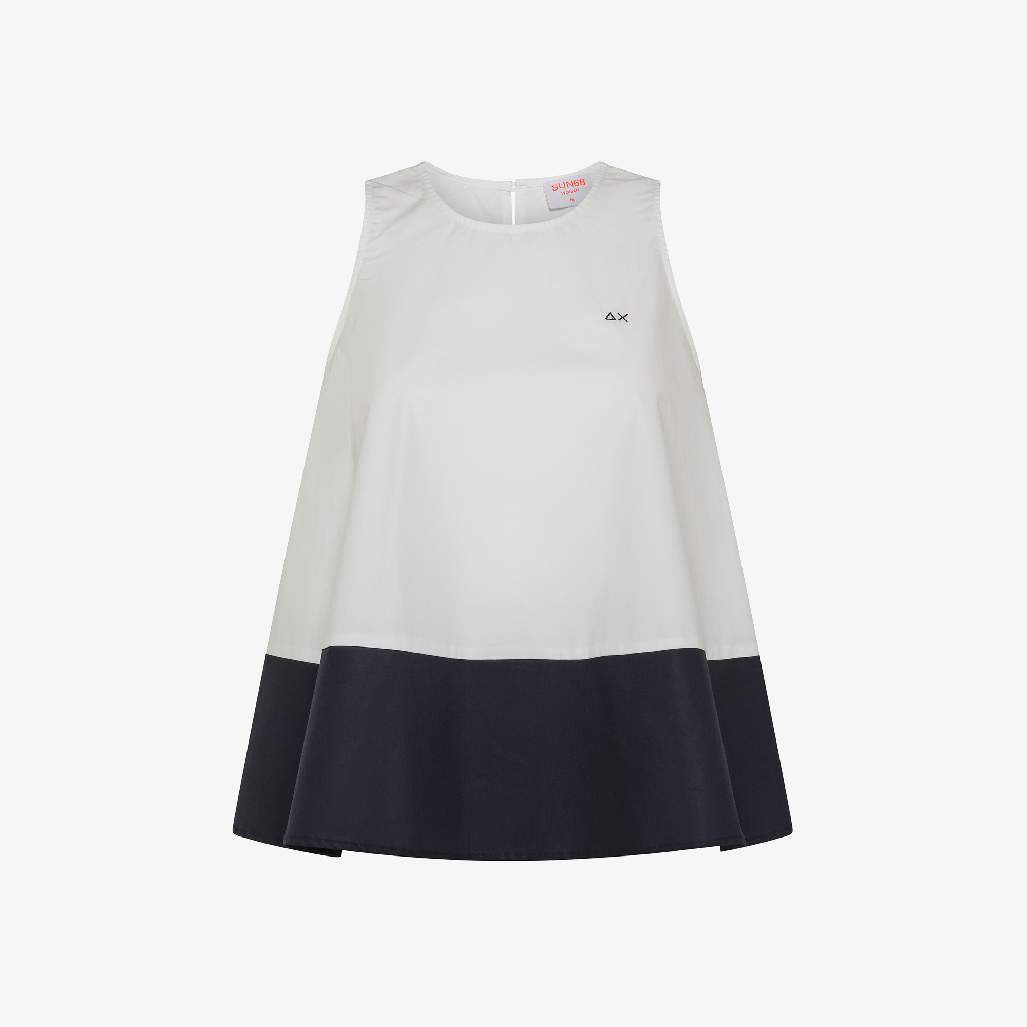 TANK SHIRT COLOR BLOCK NO SLV BIANCO/NAVY BLUE