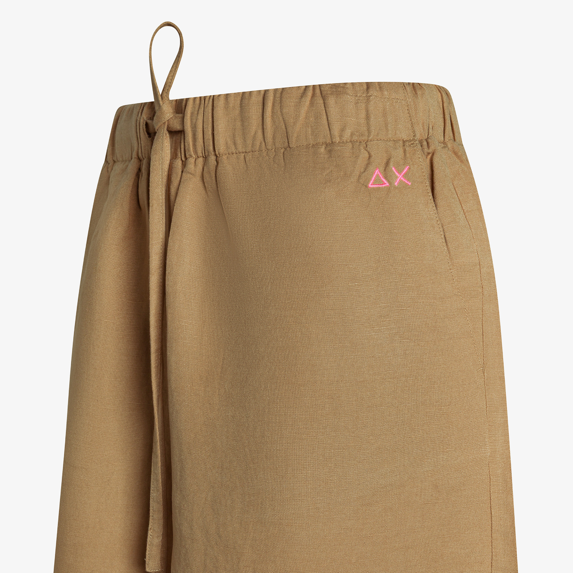 Shorts in lino cammello