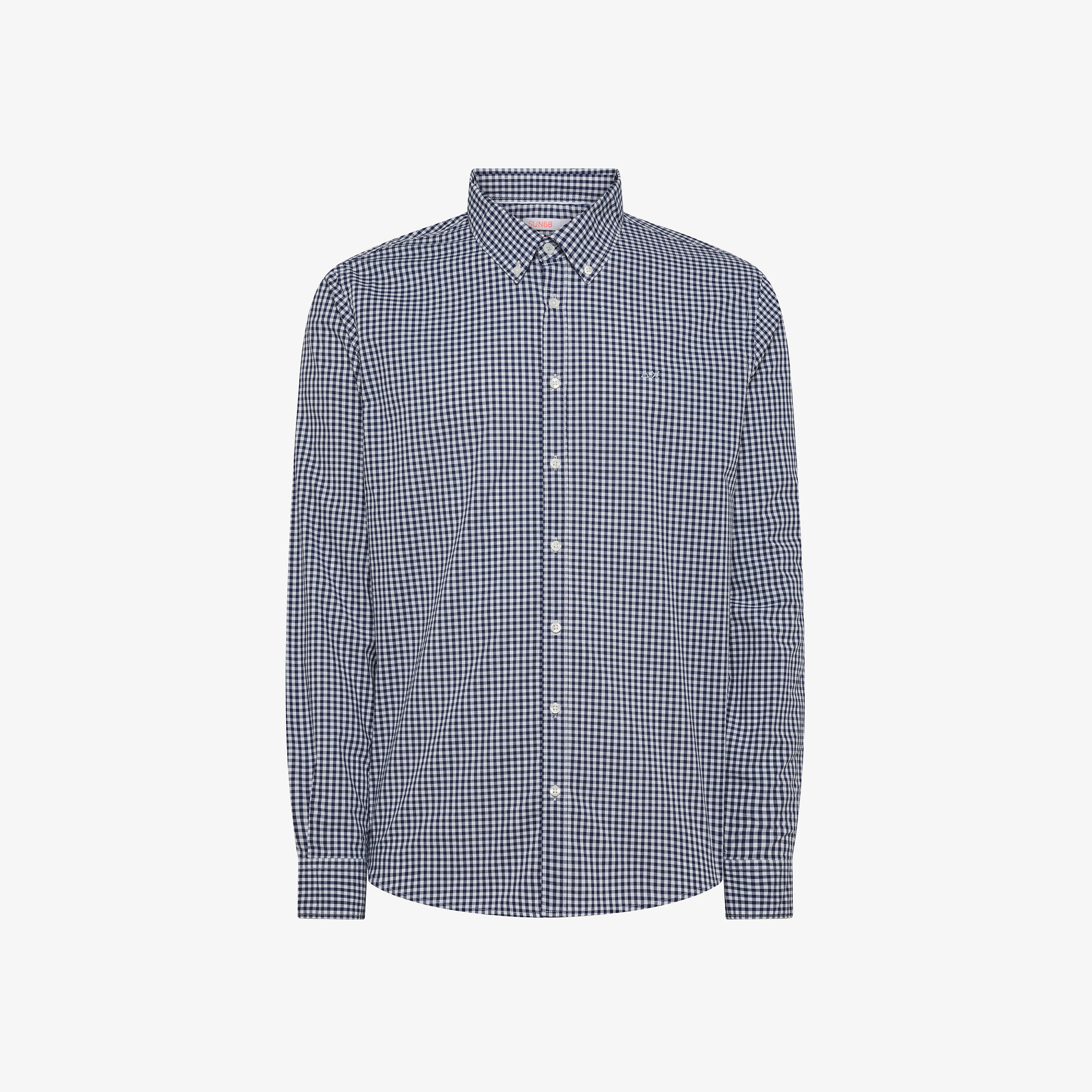 SHIRT MICRO CHECK B/D SMALLER L/S NAVY BLUE/BIANCO