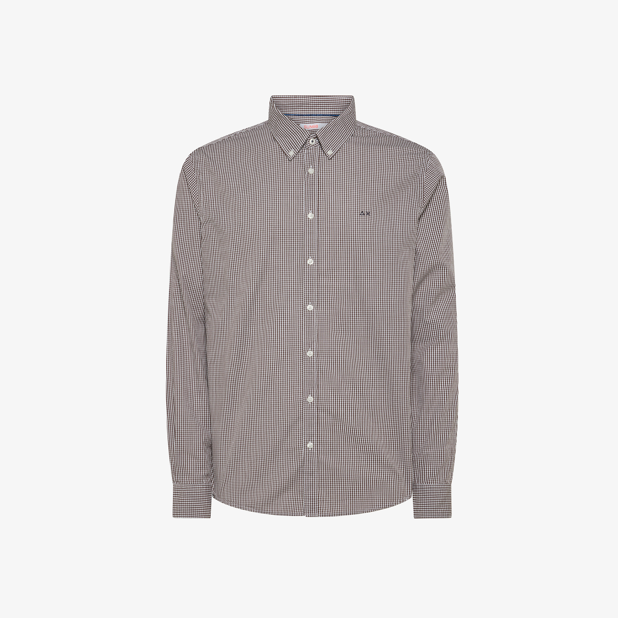 SHIRT MICRO CHECK B/D SMALLER L/S BROWN/WHITE