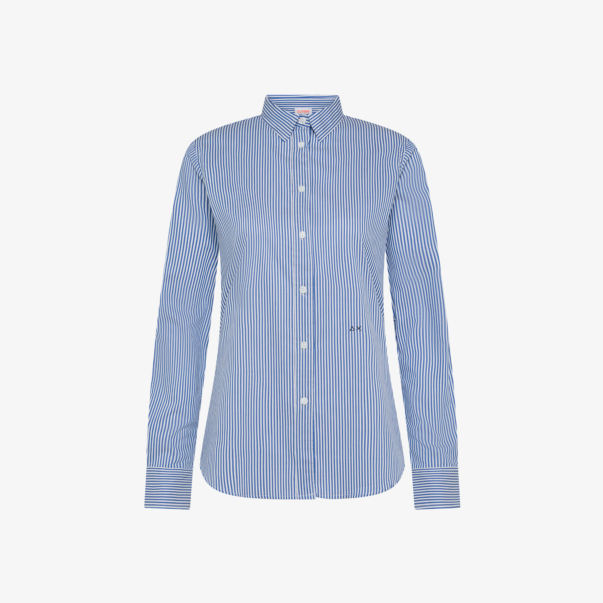 Camicia in cotone a righe NAVY BLUE/BIANCO