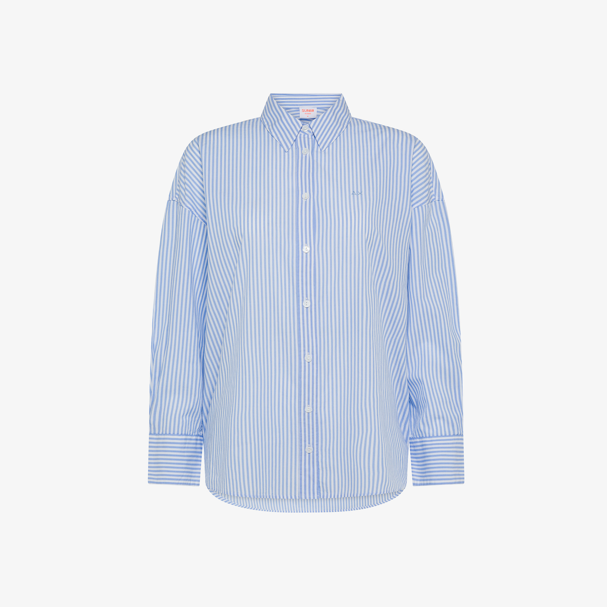 Camicia in cotone a righe SKYE BLUE/BIANCO