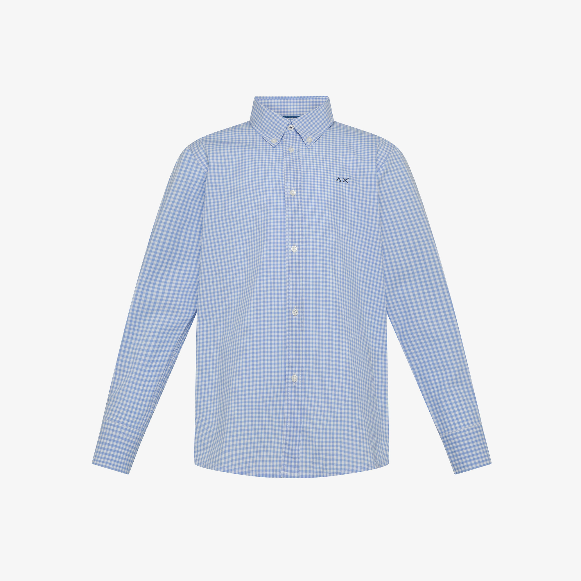 BOY'S SHIRT MICROCHECK SMALLER COLLAR L/S AZZURRO/BIANCO