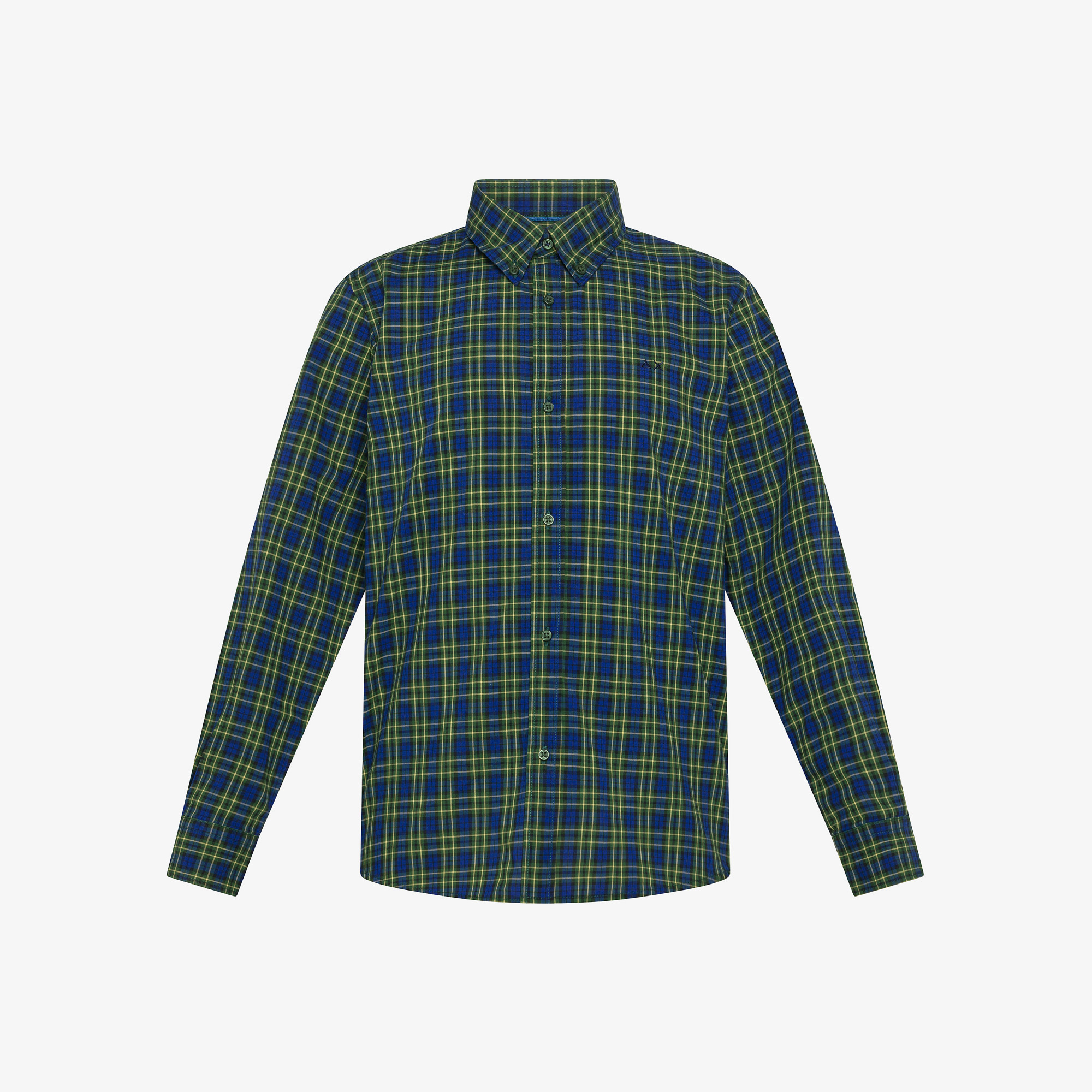 BOY'S SHIRT MICROCHECK SMALLER COLLAR L/S ROYAL/VERDE SCURO