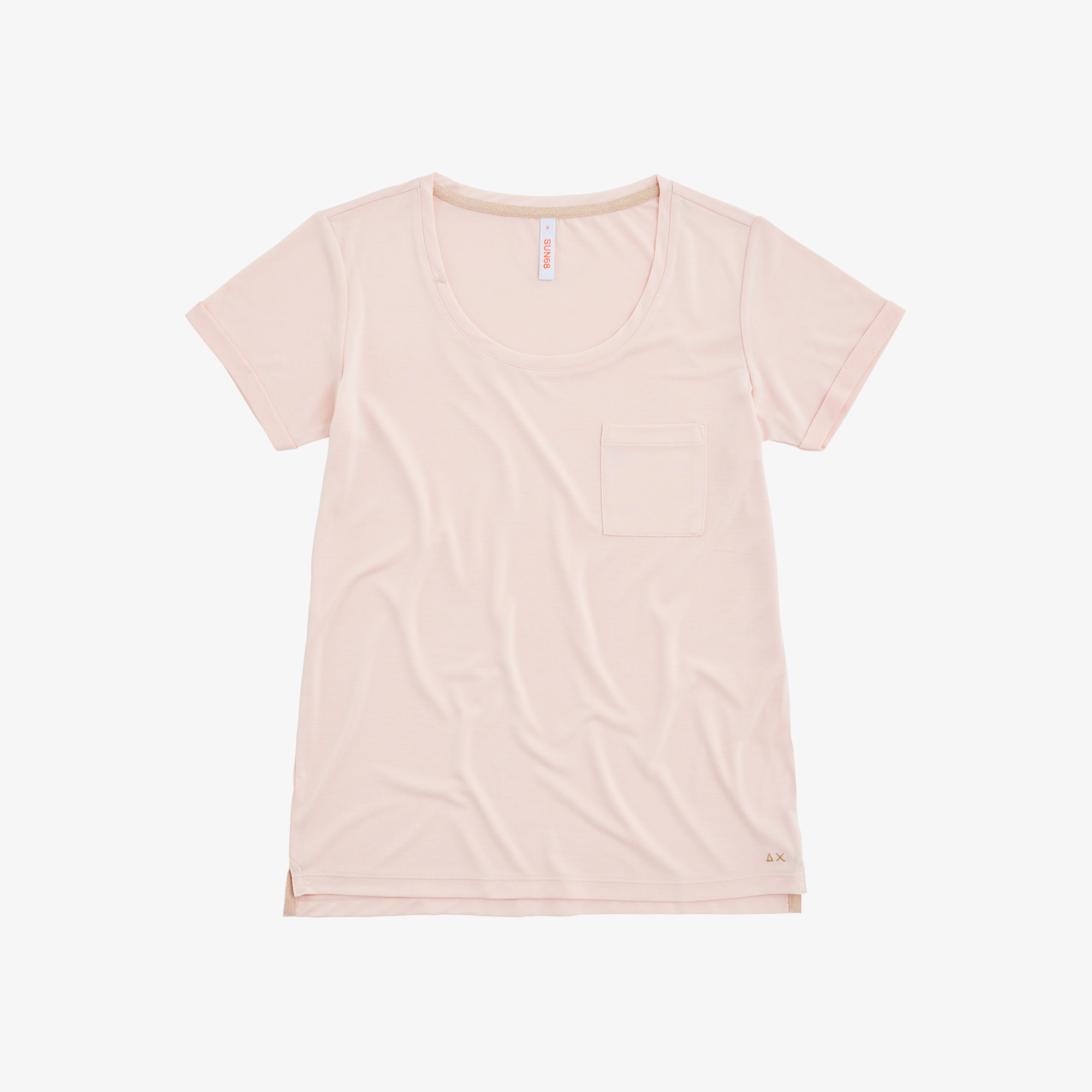 ROUND NECK T-SHIRT CHEST POCKET S/S PINK