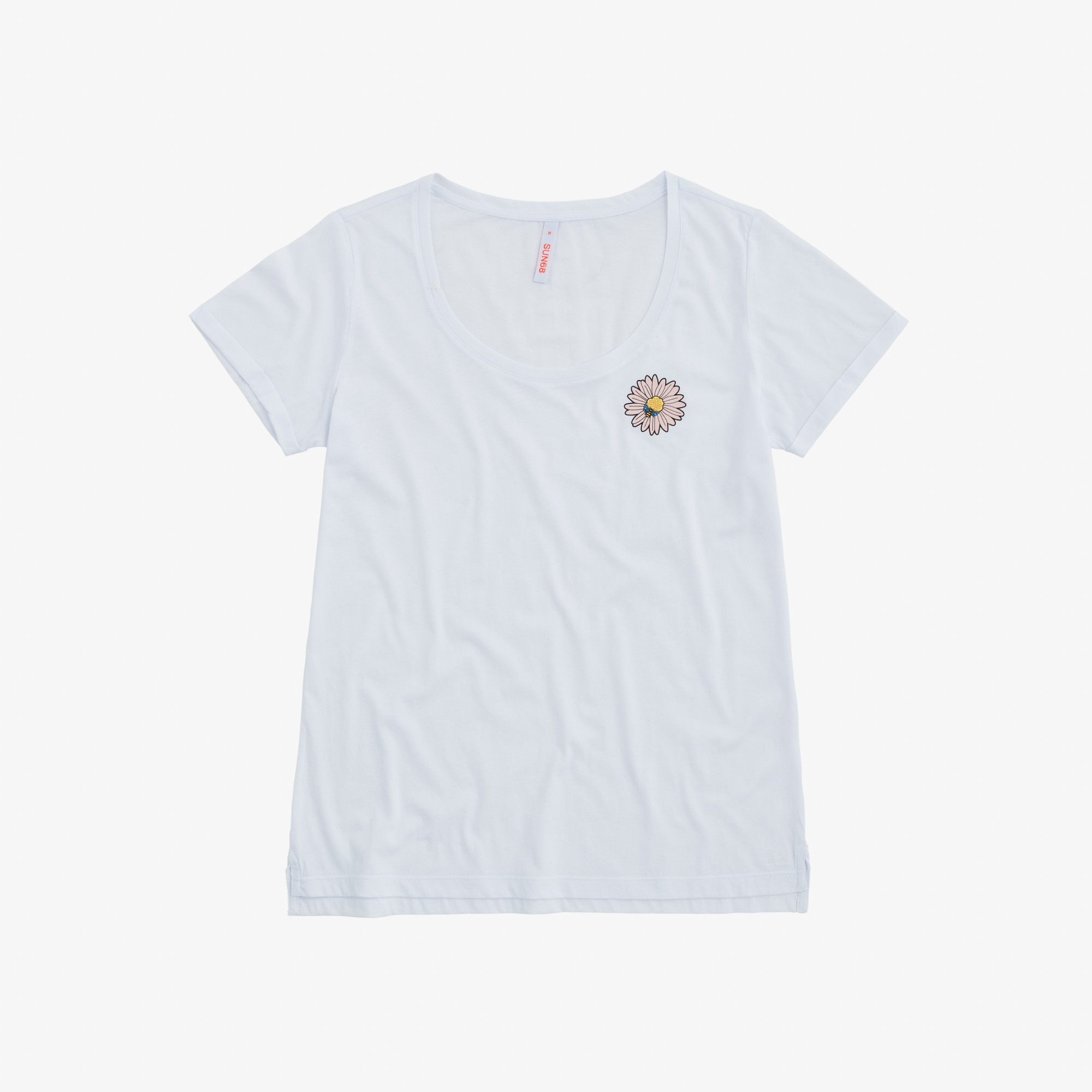 ROUND T-SHIRT PRINT ON CHEST S/S BIANCO