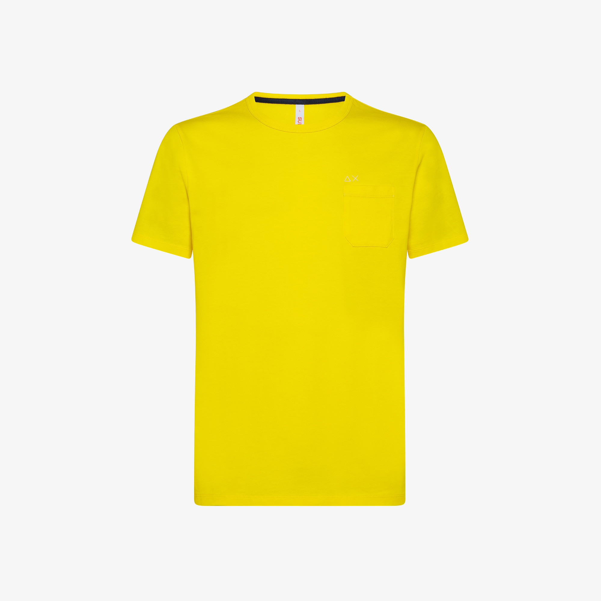 T-SHIRT ROUND SOLID POCKET GIALLO