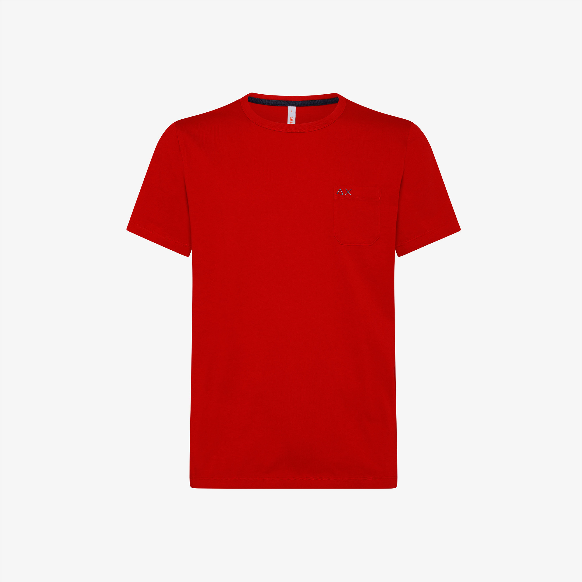 T-SHIRT ROUND SOLID POCKET ROSSO FUOCO