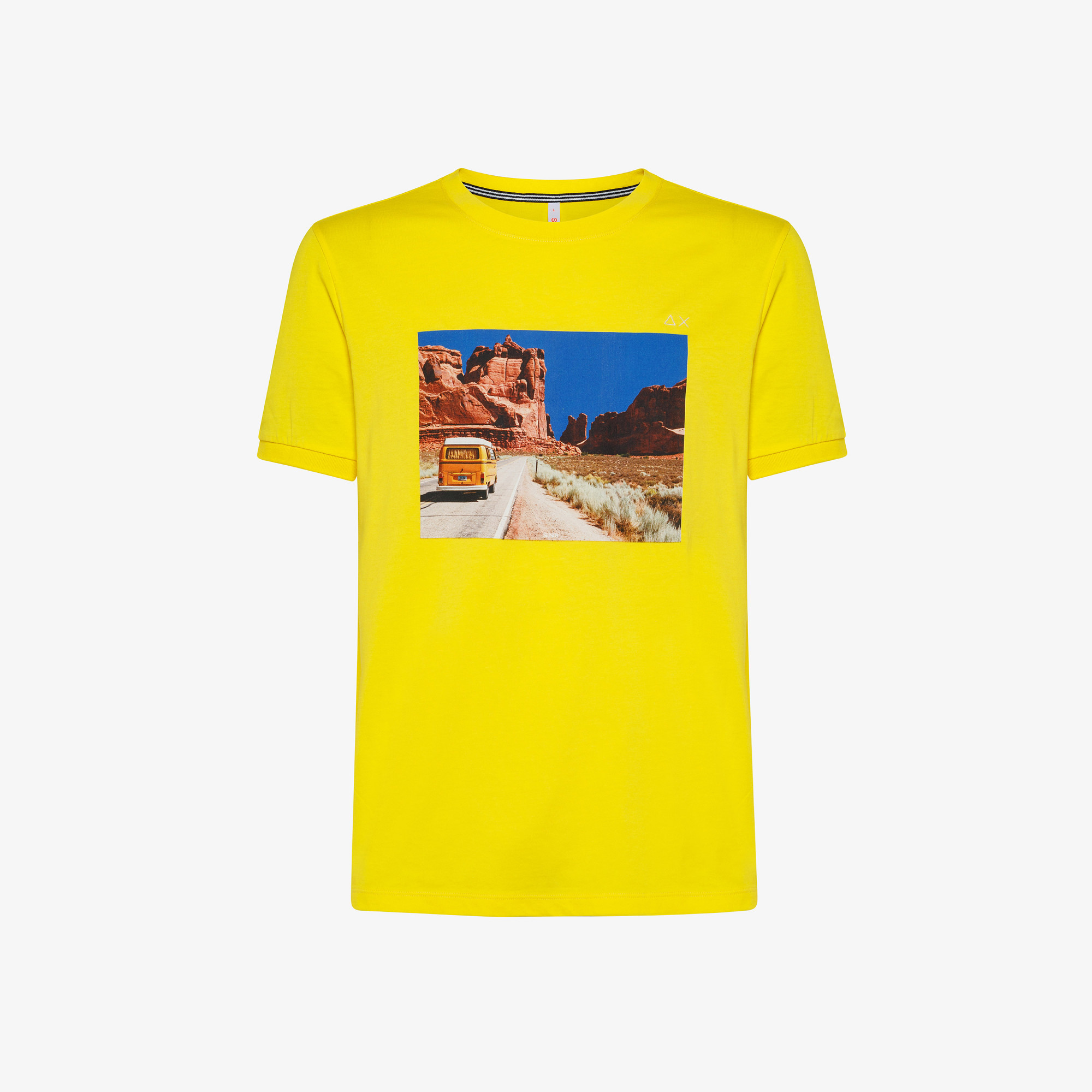 T-SHIRT PRINT FANCY ON CHEST GIALLO