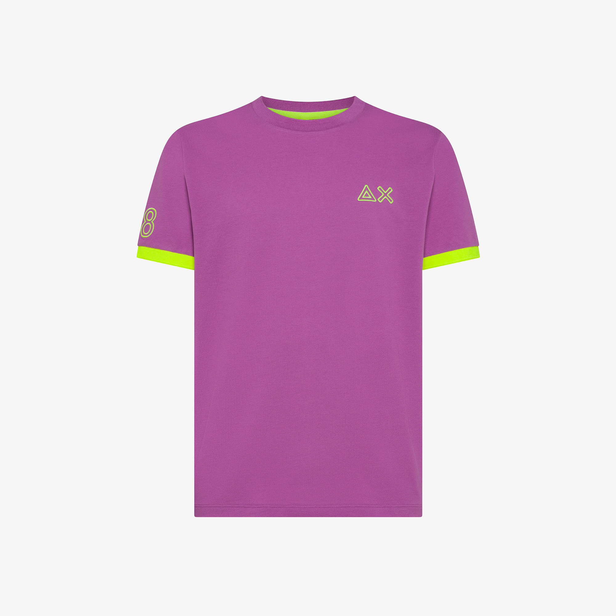 T-shirt in piquet ciclamino con ricami