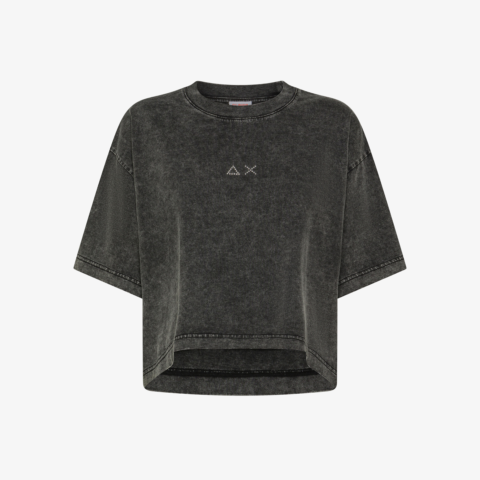 Black cropped cotton jersey T-shirt