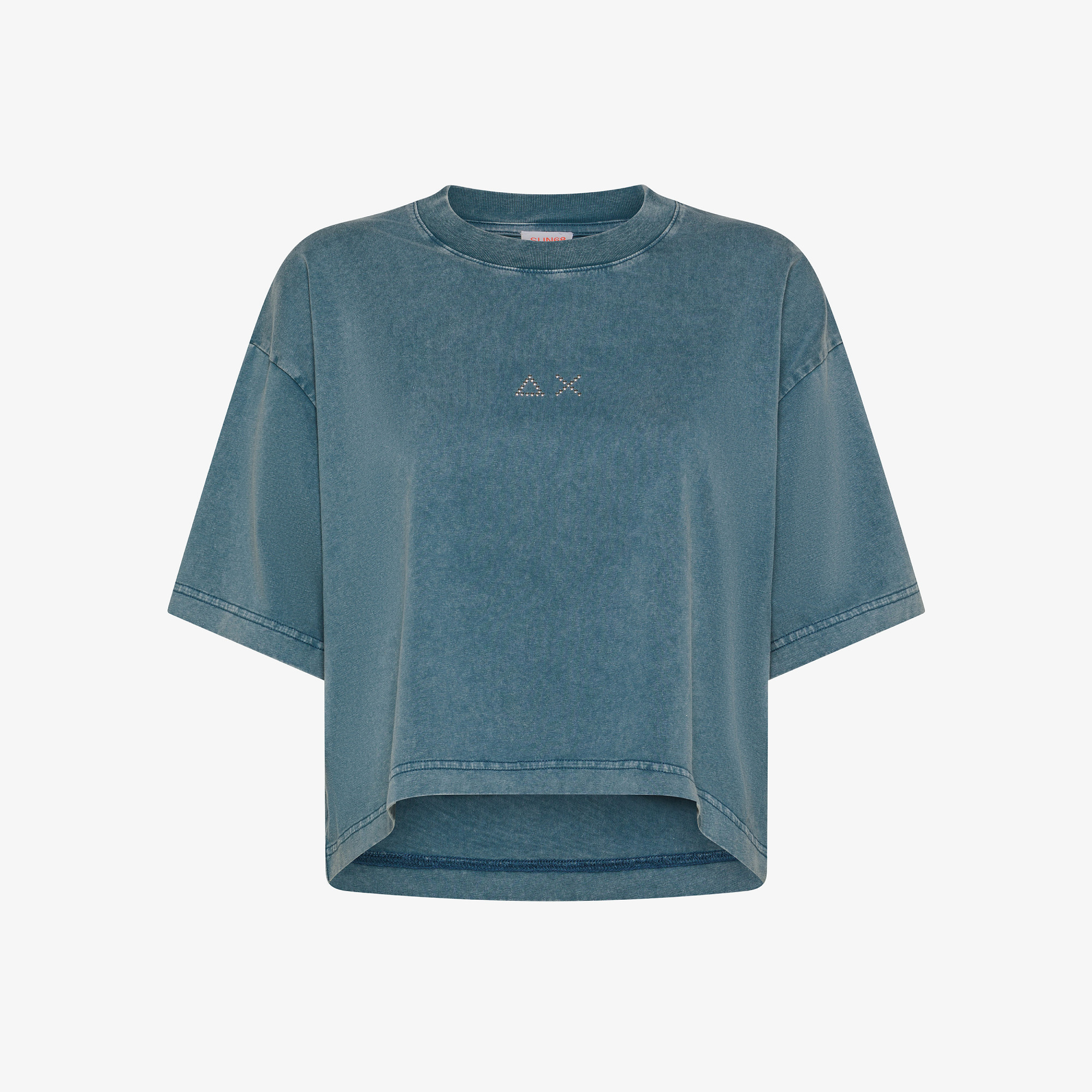 Dark avio cropped cotton jersey T-shirt
