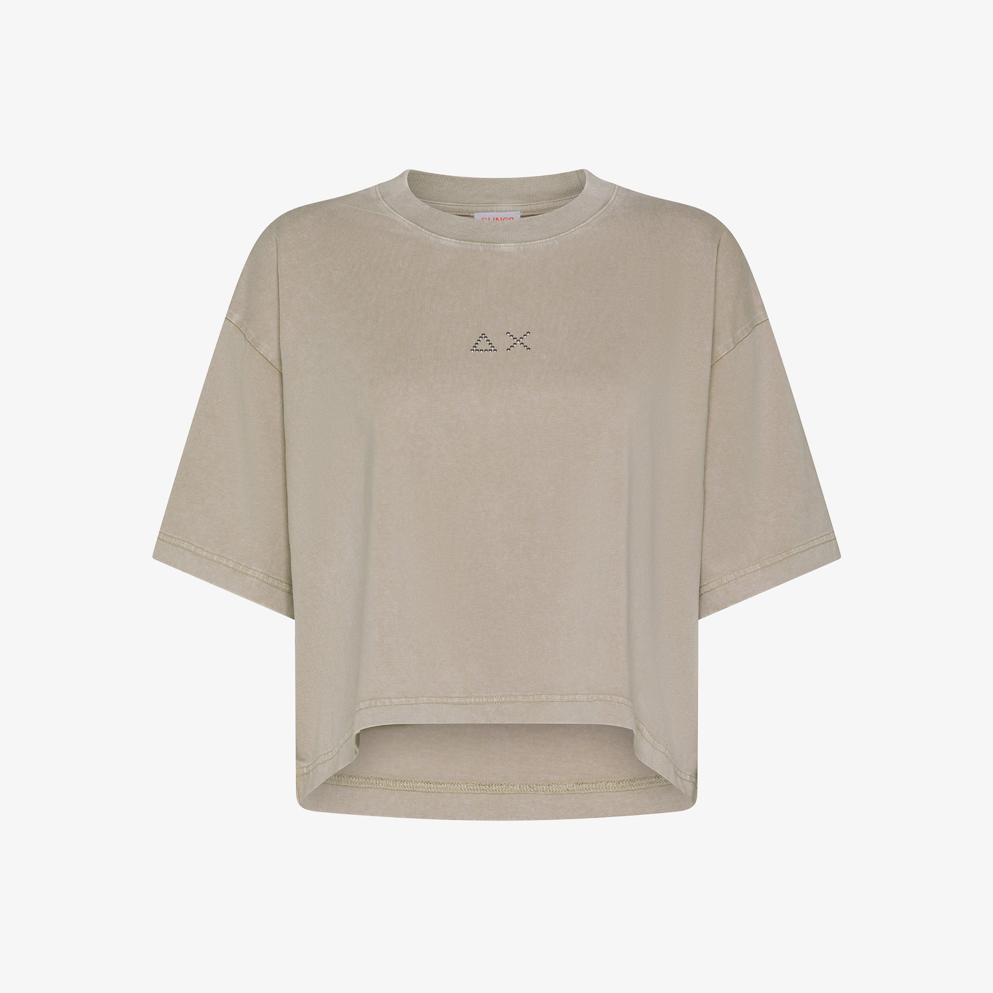 Stone cropped cotton jersey T-shirt
