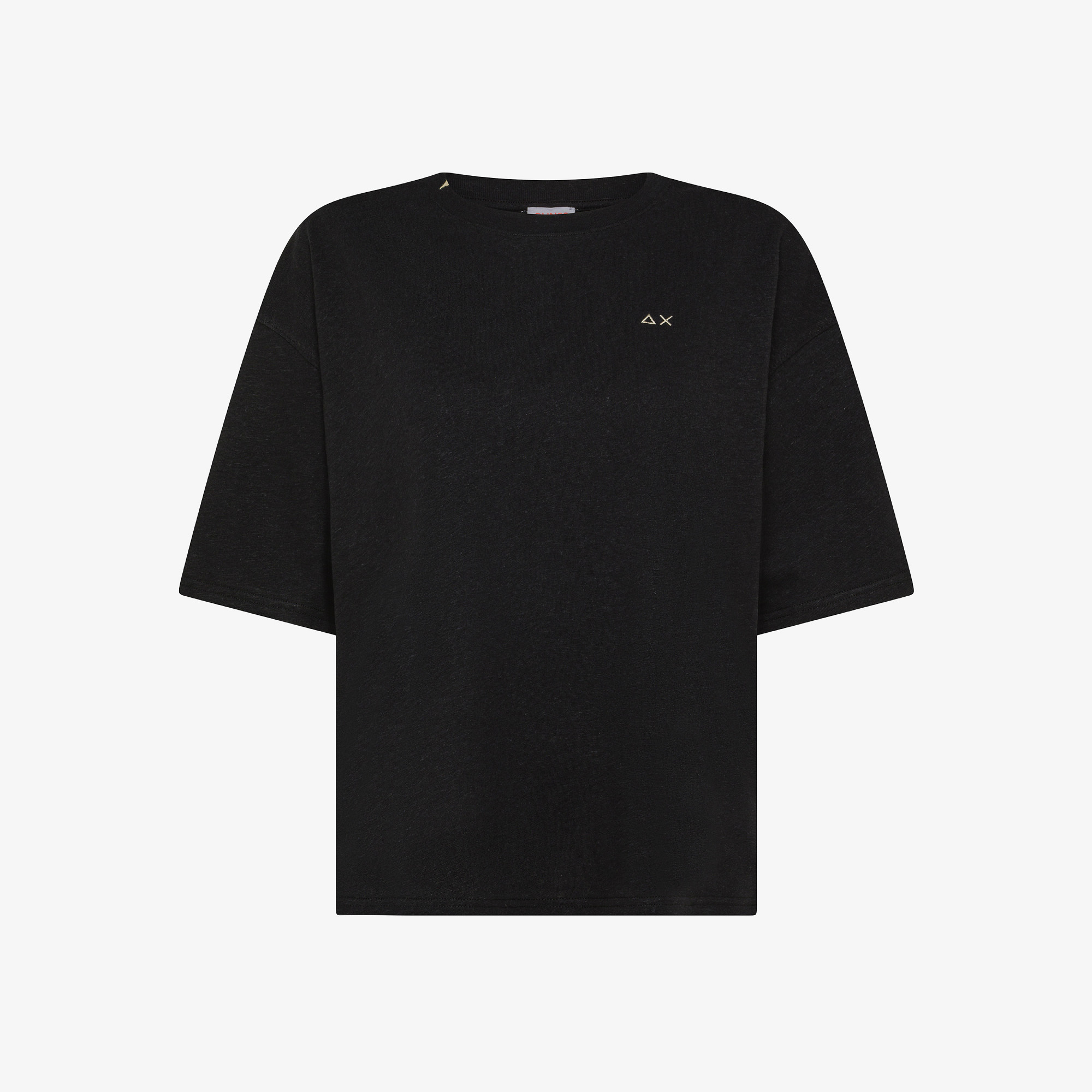 T-shirt in lino e cotone nero