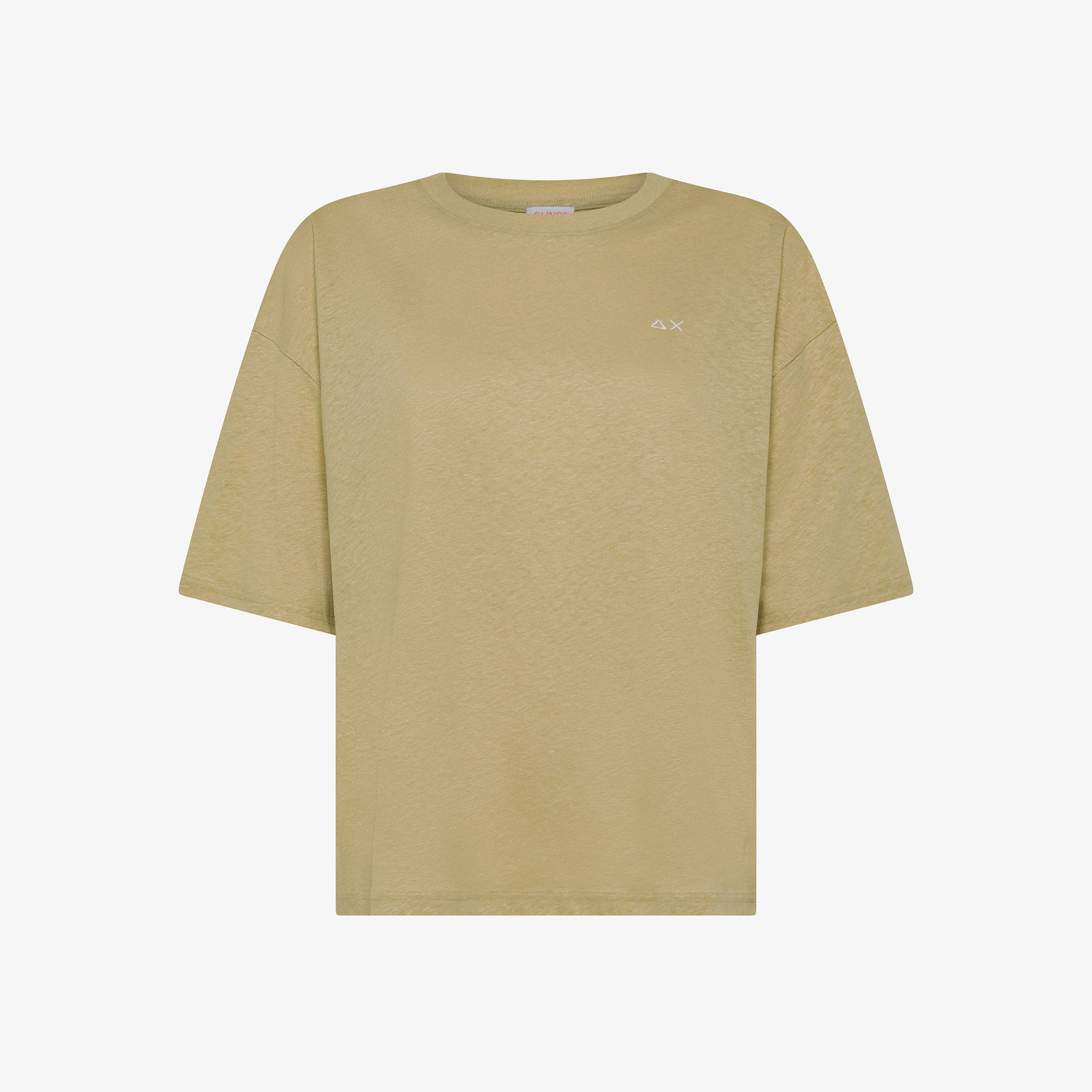 T-shirt in lino e cotone sabbia