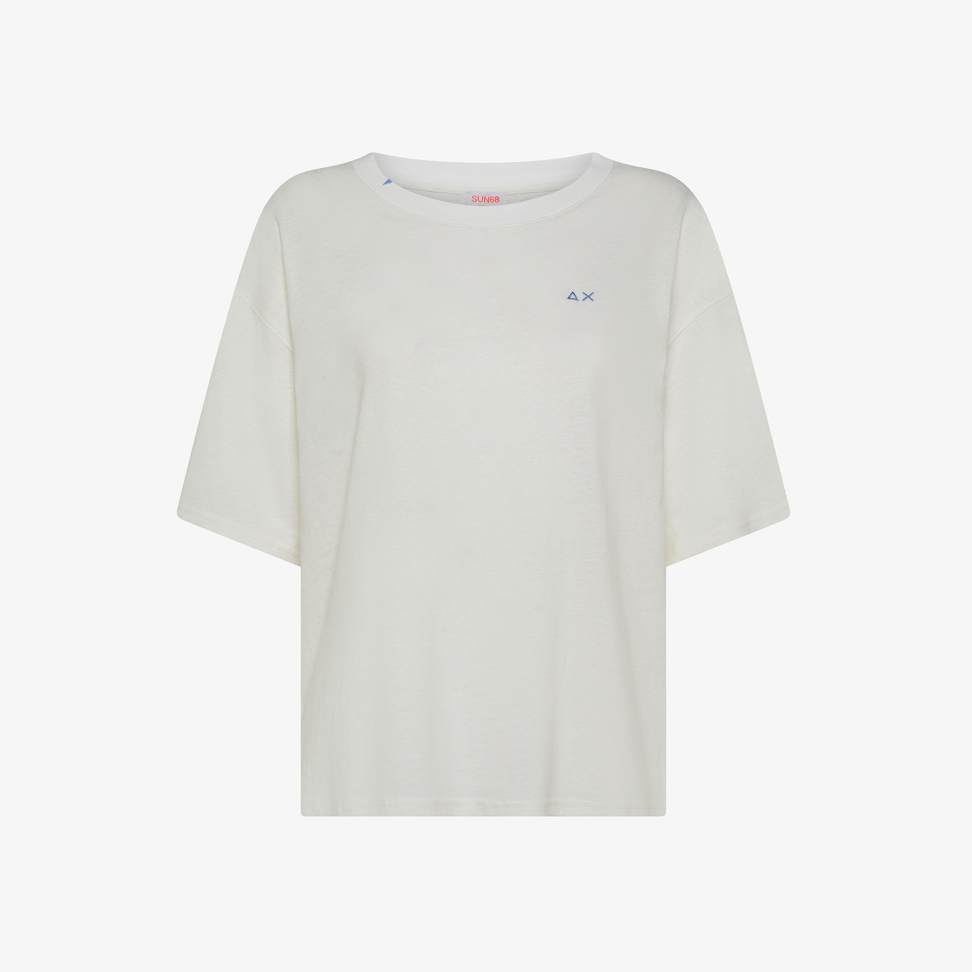 T-SHIRT ROUND NECK OVERSIZE LINEN S/S OFF WHITE
