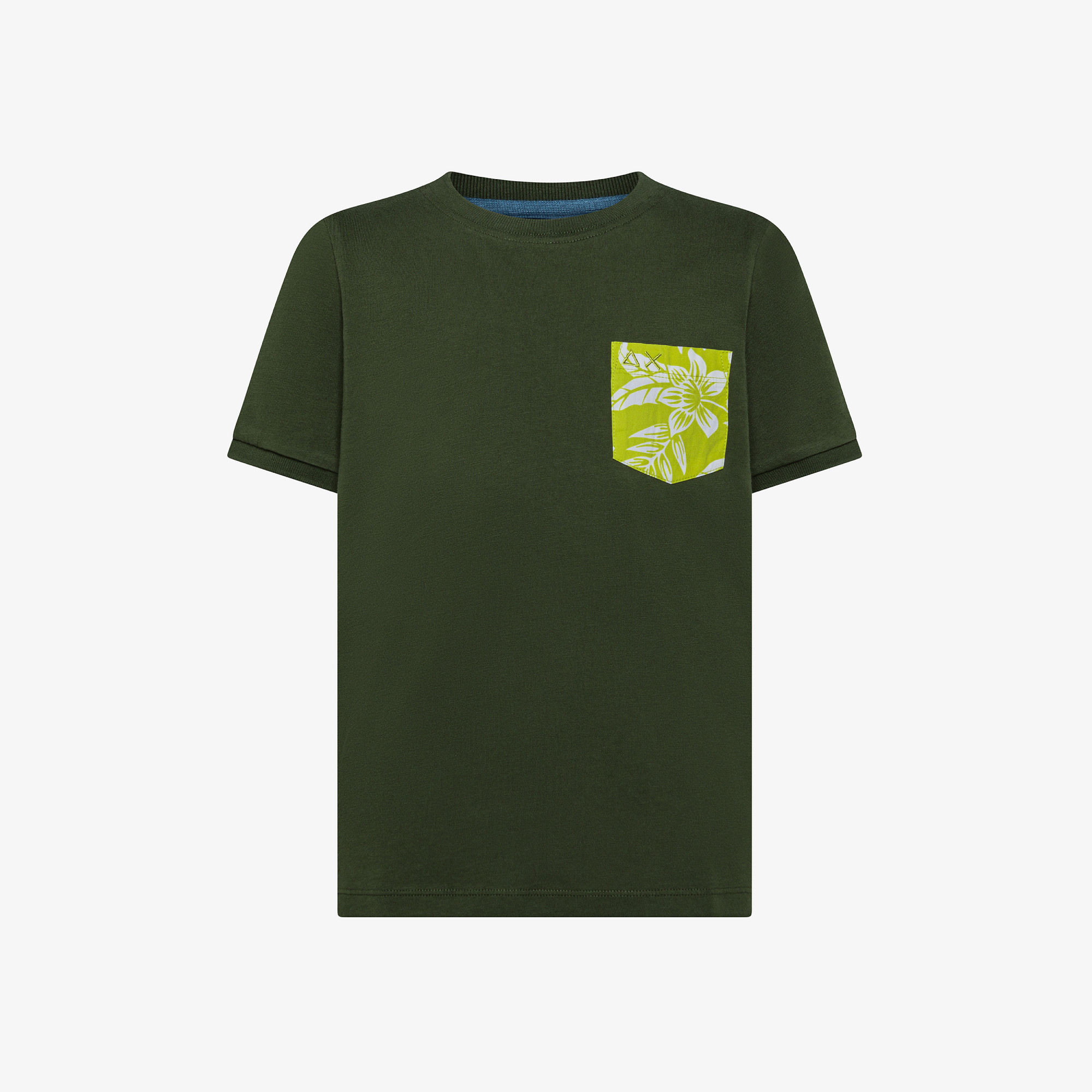 BOY'S T-SHIRT POCKET CONTRAST S/S DARK GREEN