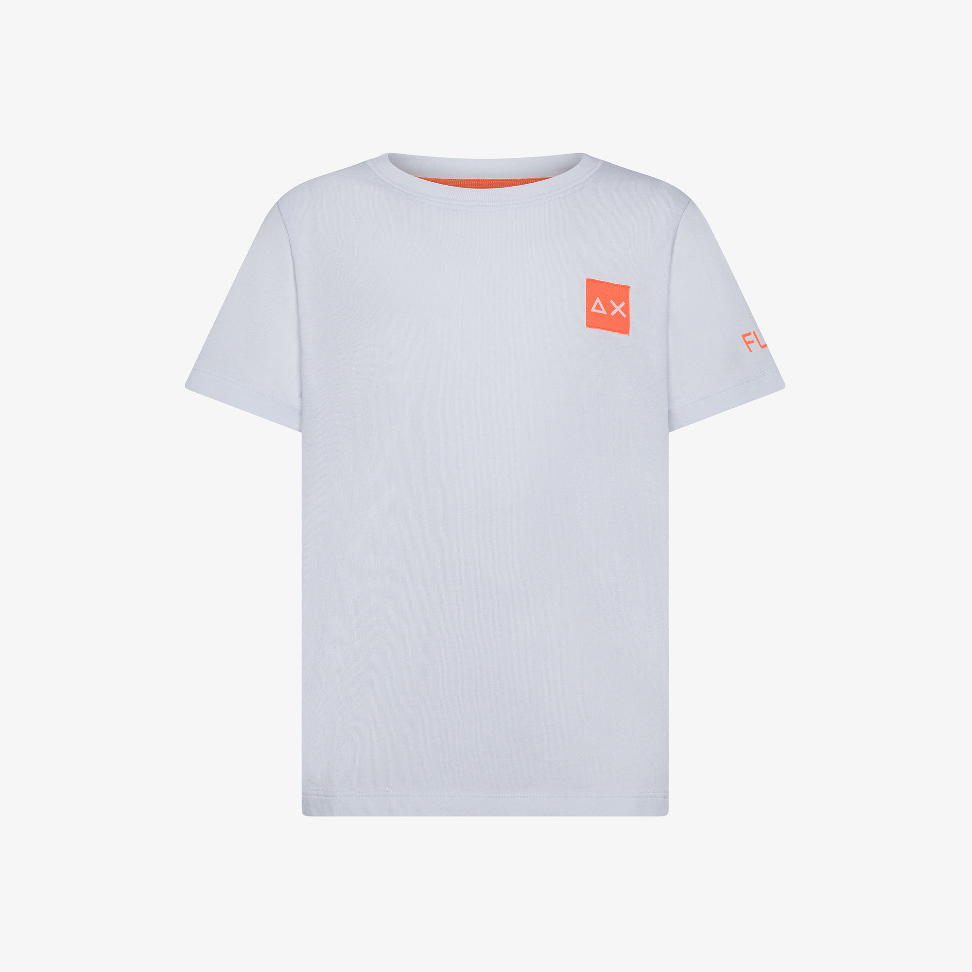 T-shirt bianca con patch fluo