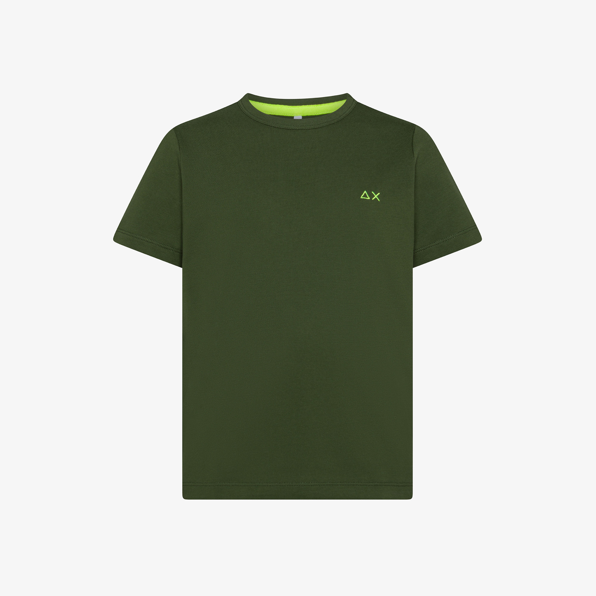 T-shirt in piquet di cotone verde scuro