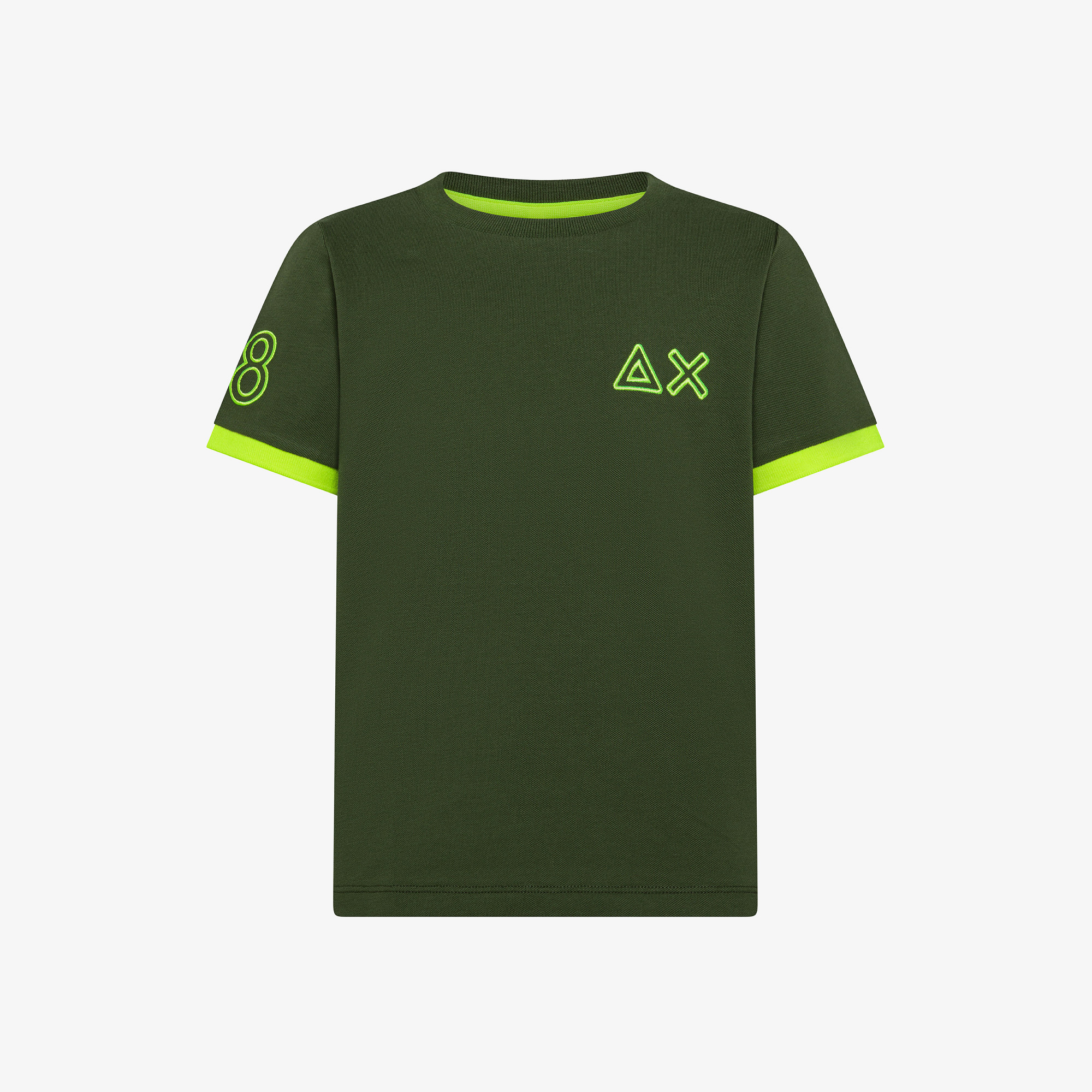 T-shirt in piquet di cotone verde scuro