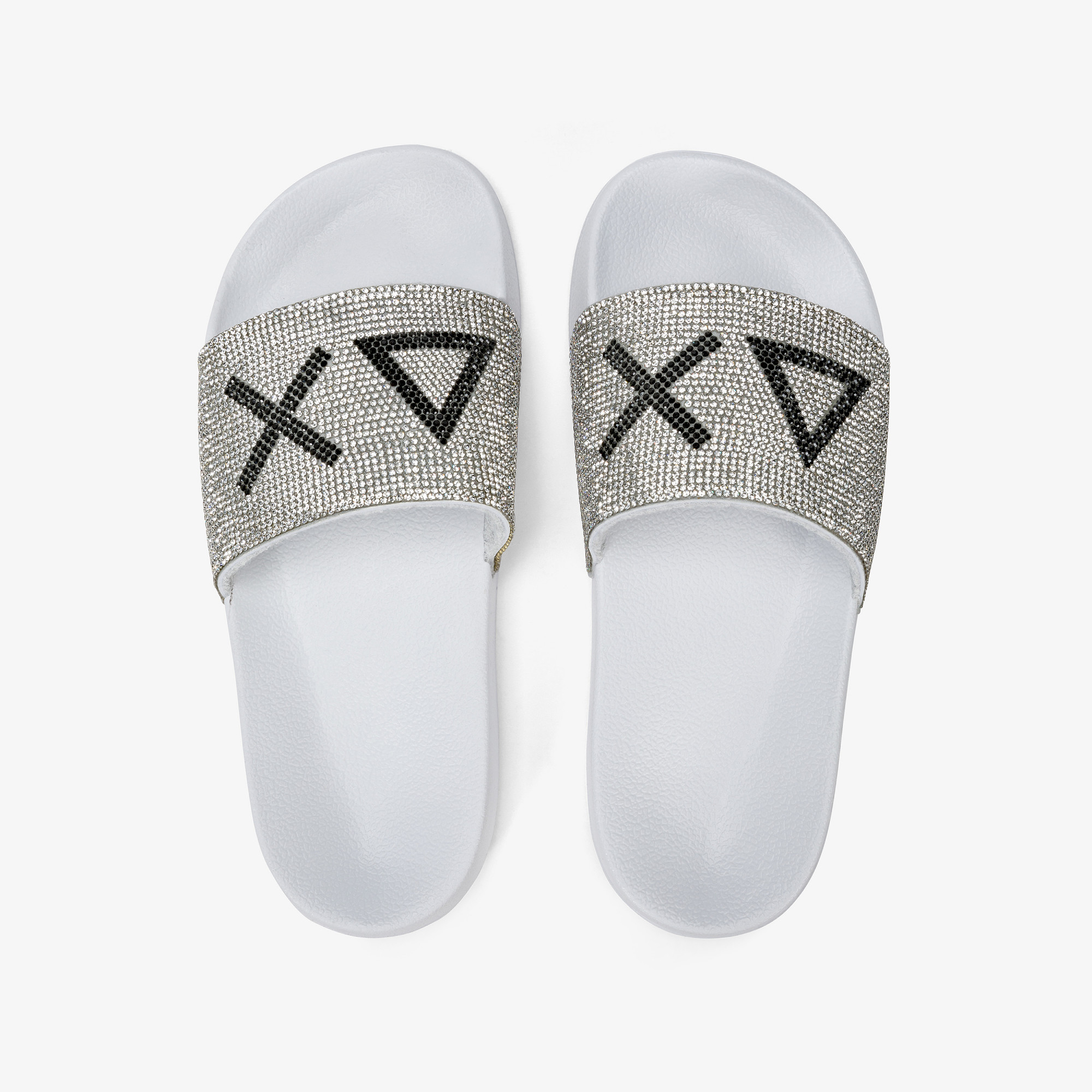 SLIPPERS LOGO STRASS WHITE