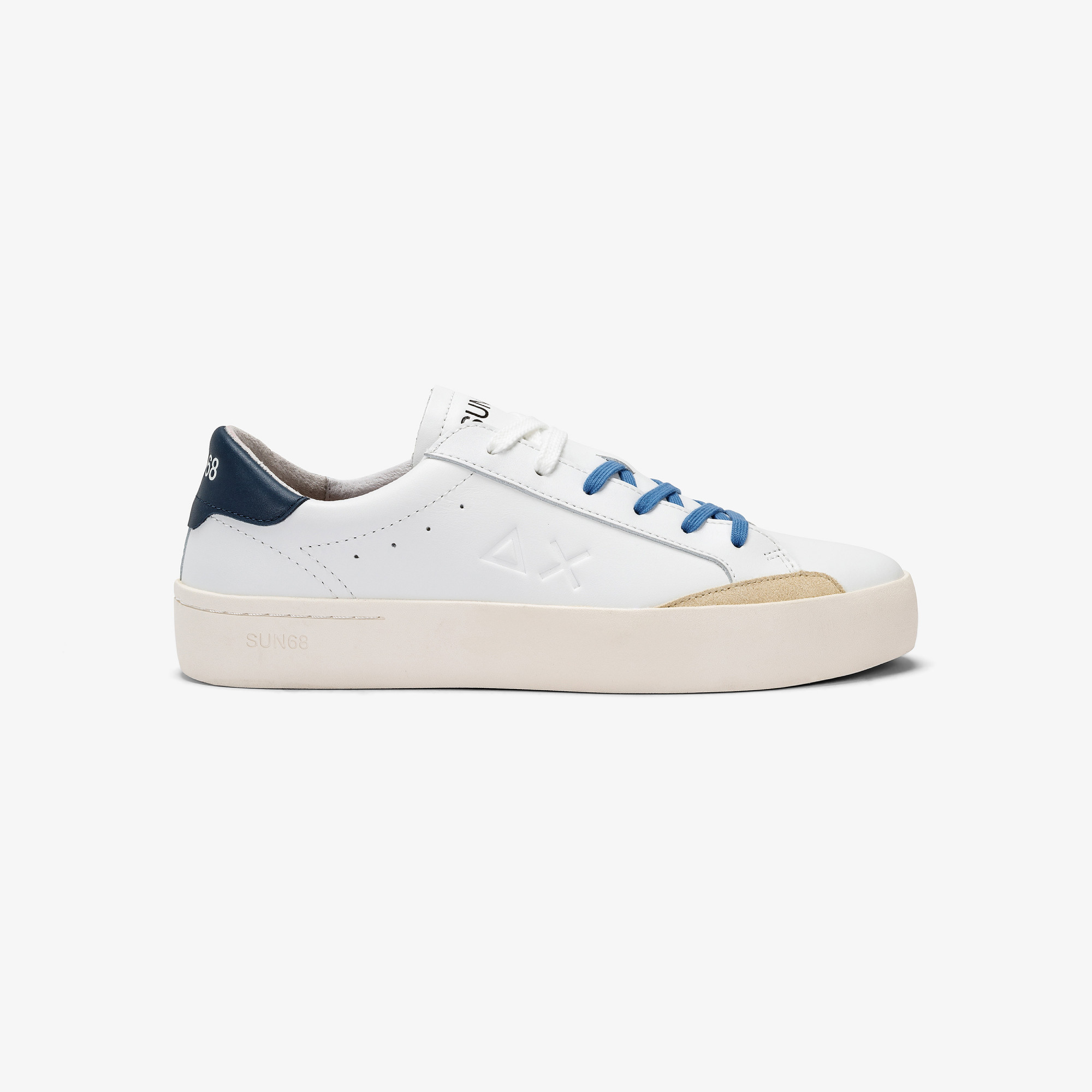 STREET LEATHER BIANCO/NAVY BLUE