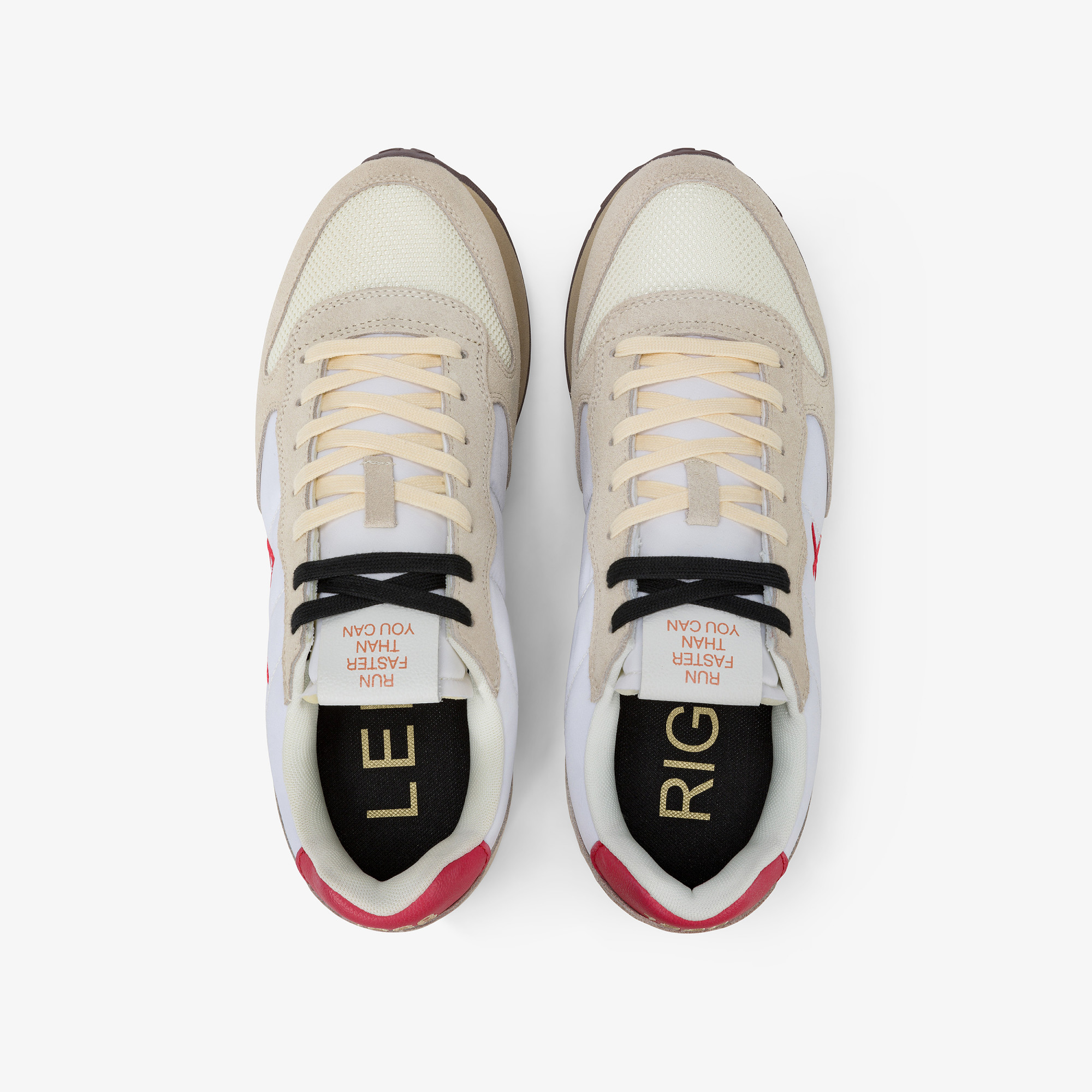 Sneaker Tom Vintage in nylon e suede bianco panna e rosso