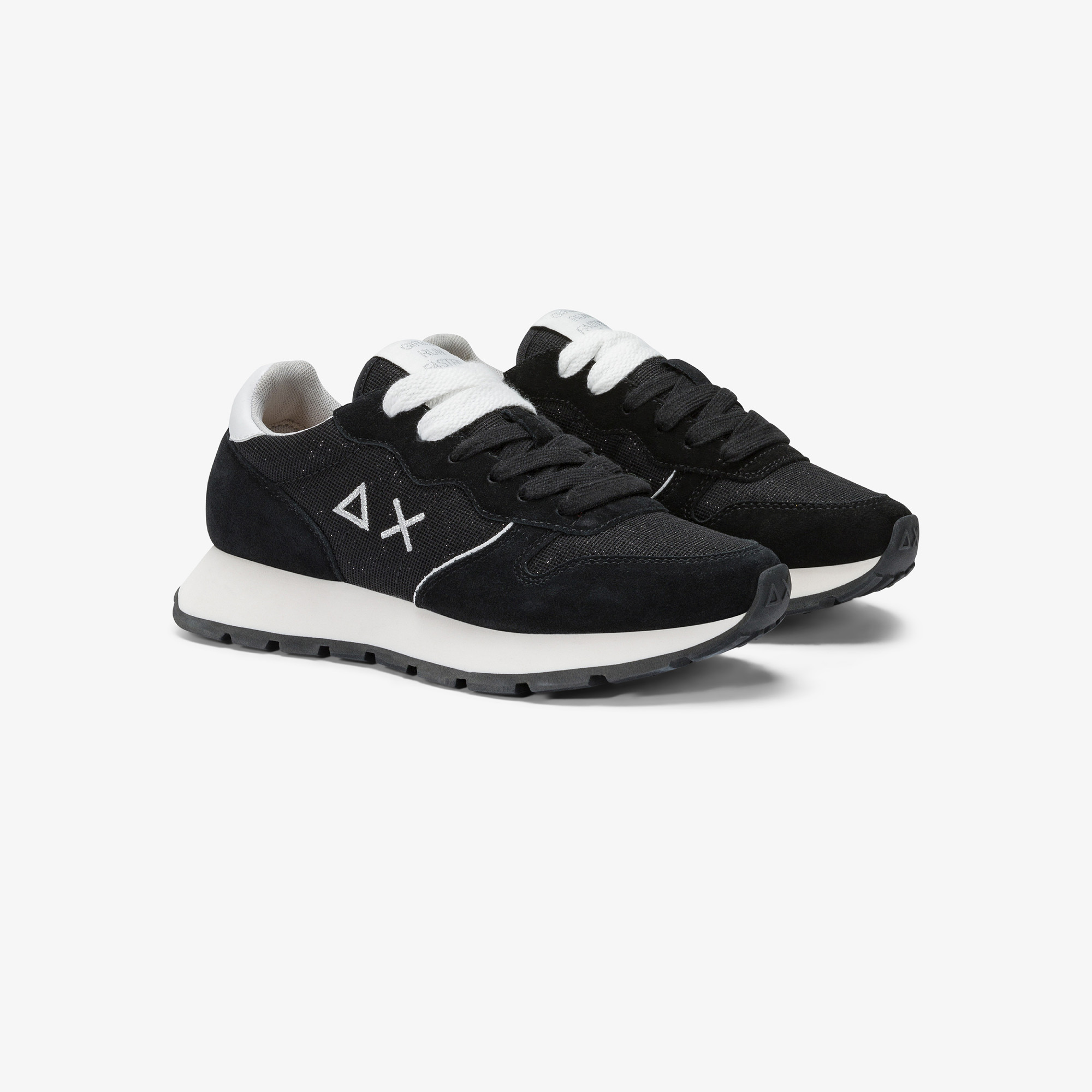Sneaker Ally Glitter in suede e lurex nero