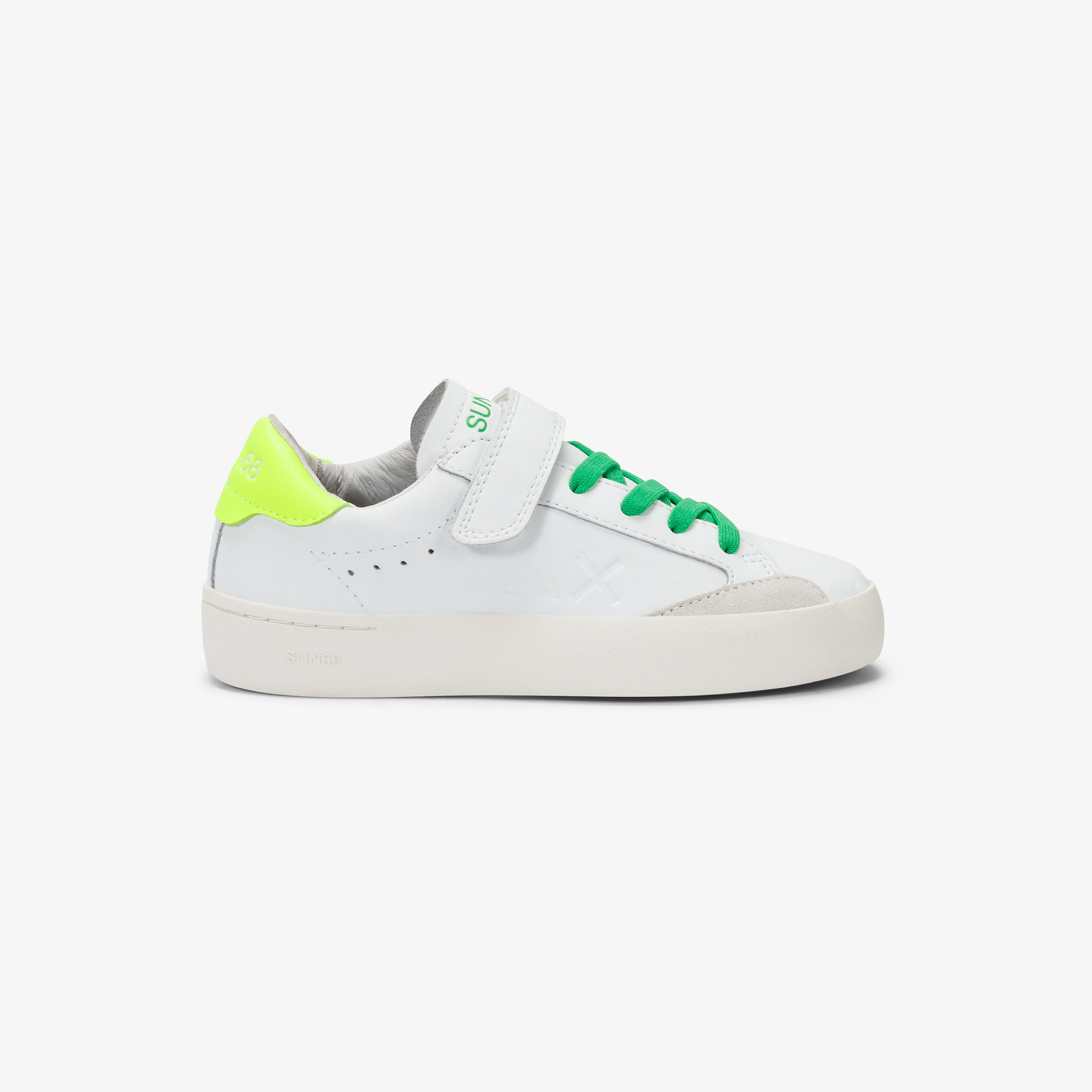 BOY'S STREET LEATHER (KID) WHITE/YELLOW FLUO