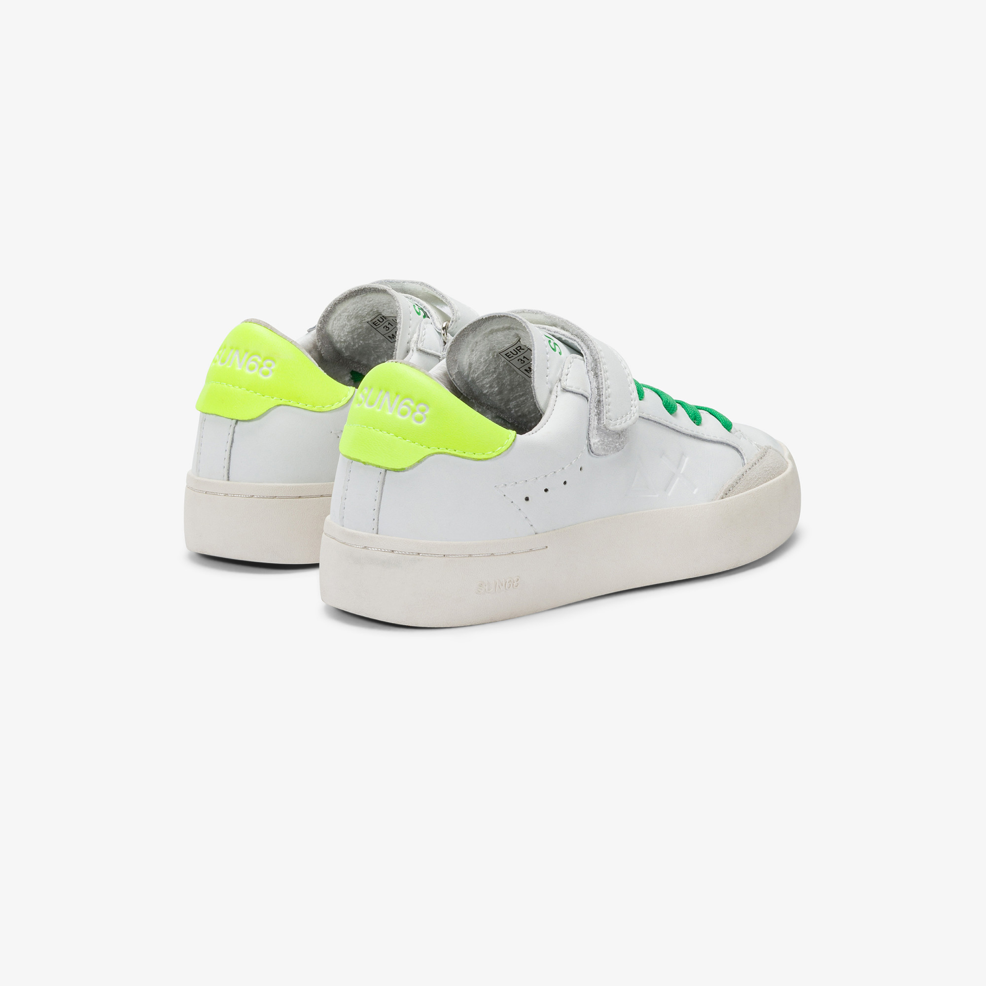 BOY'S STREET LEATHER (KID) WHITE/YELLOW FLUO