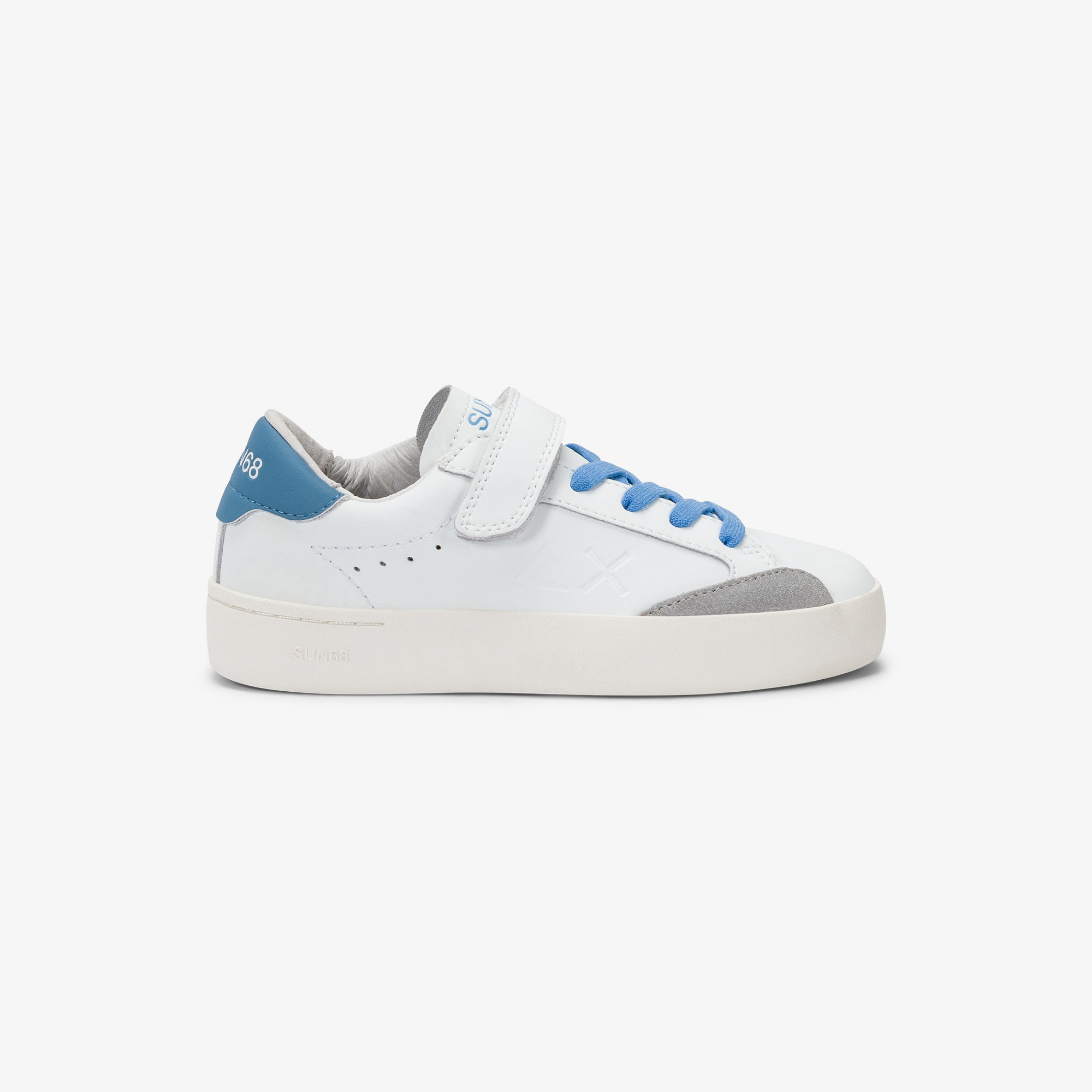 Boys’ Street off white and dark avio leather sneaker