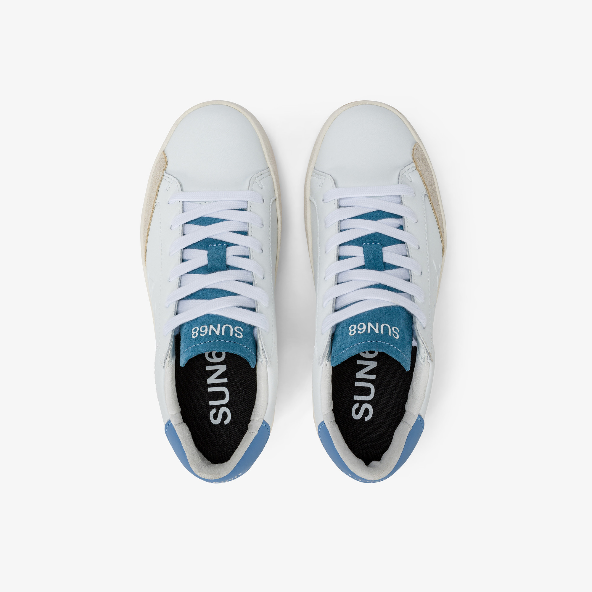 Boys’ Street white and avio leather sneaker