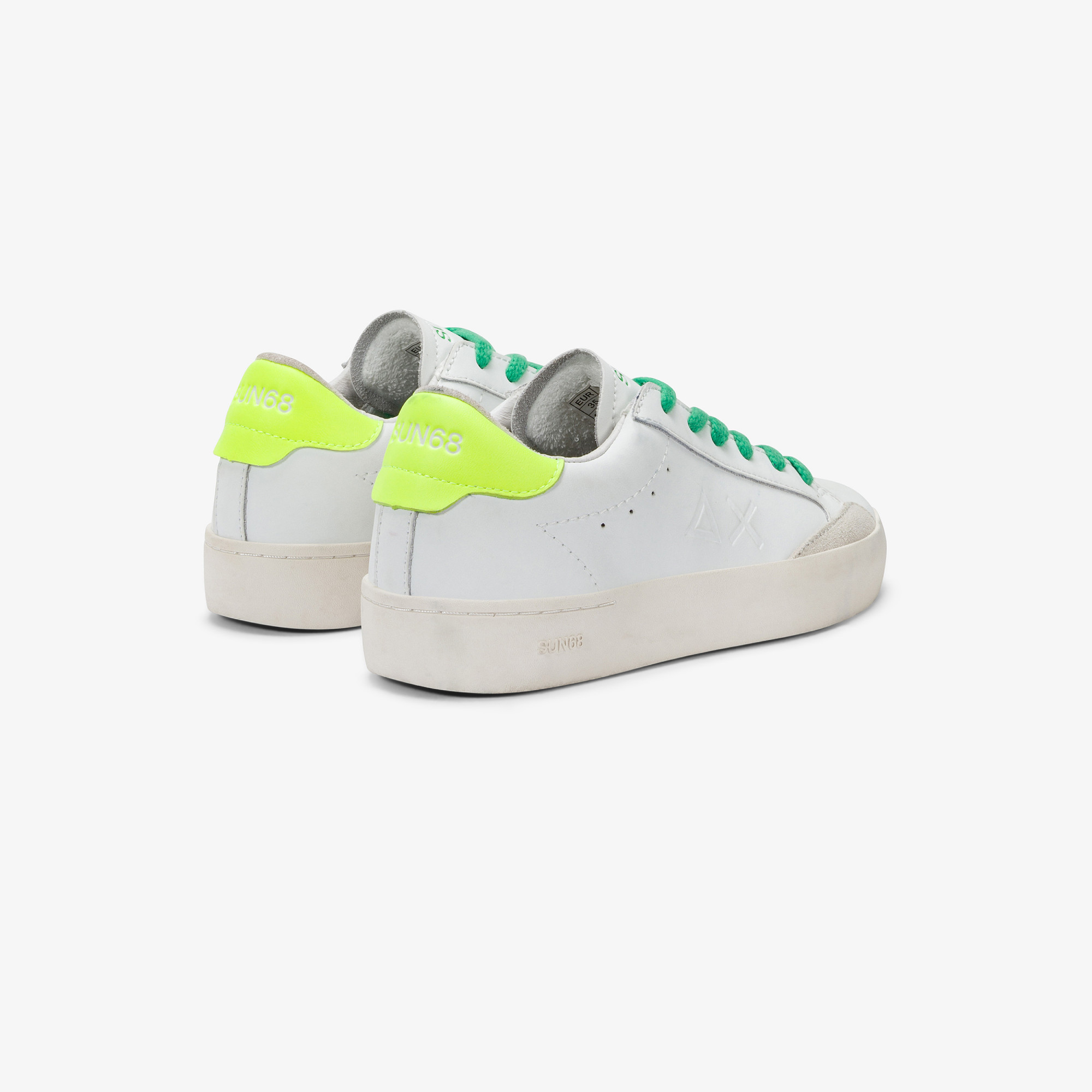 BOY'S STREET LEATHER (TEEN) WHITE/YELLOW FLUO