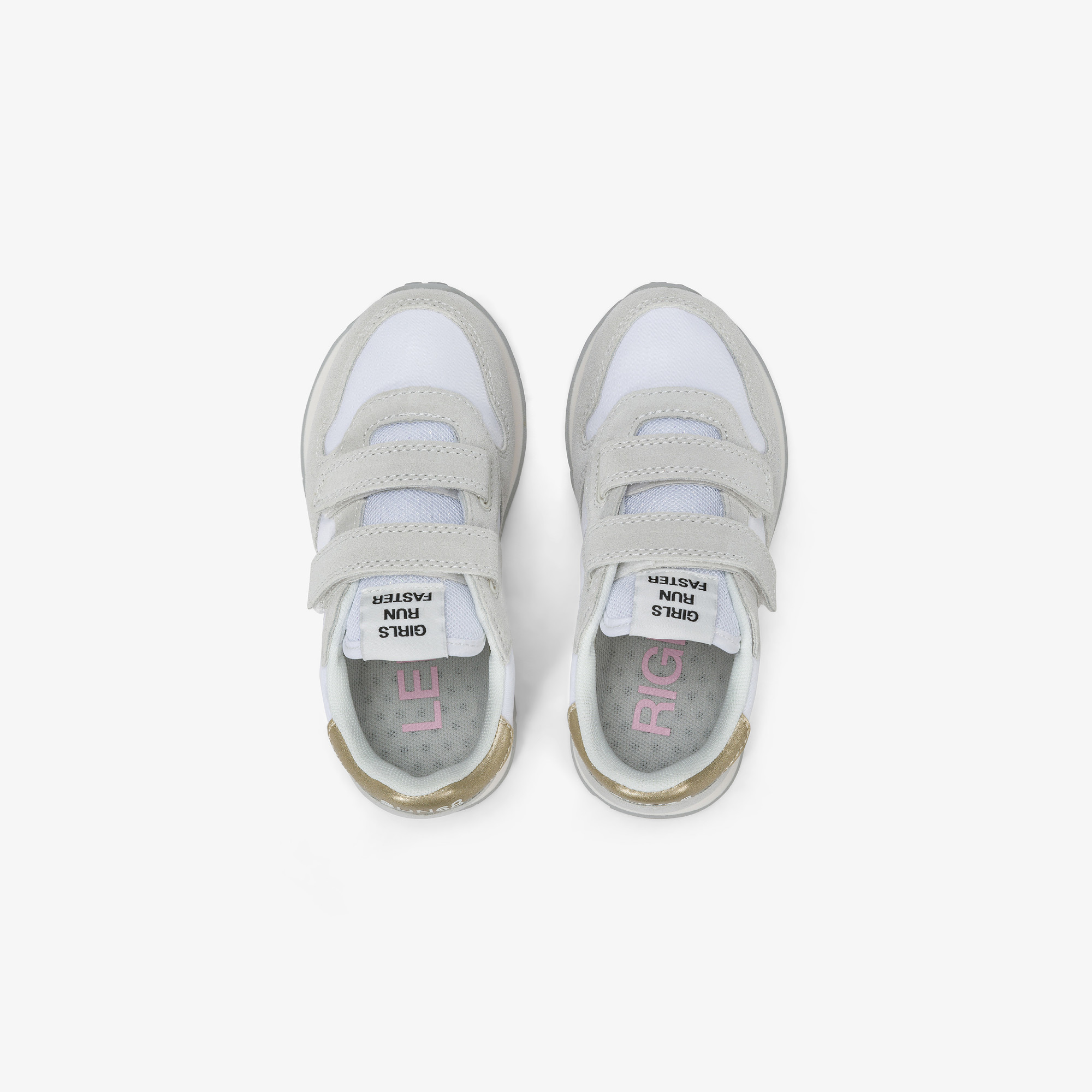Sneaker Girl's Ally Gold Silver in suede e nylon bianco