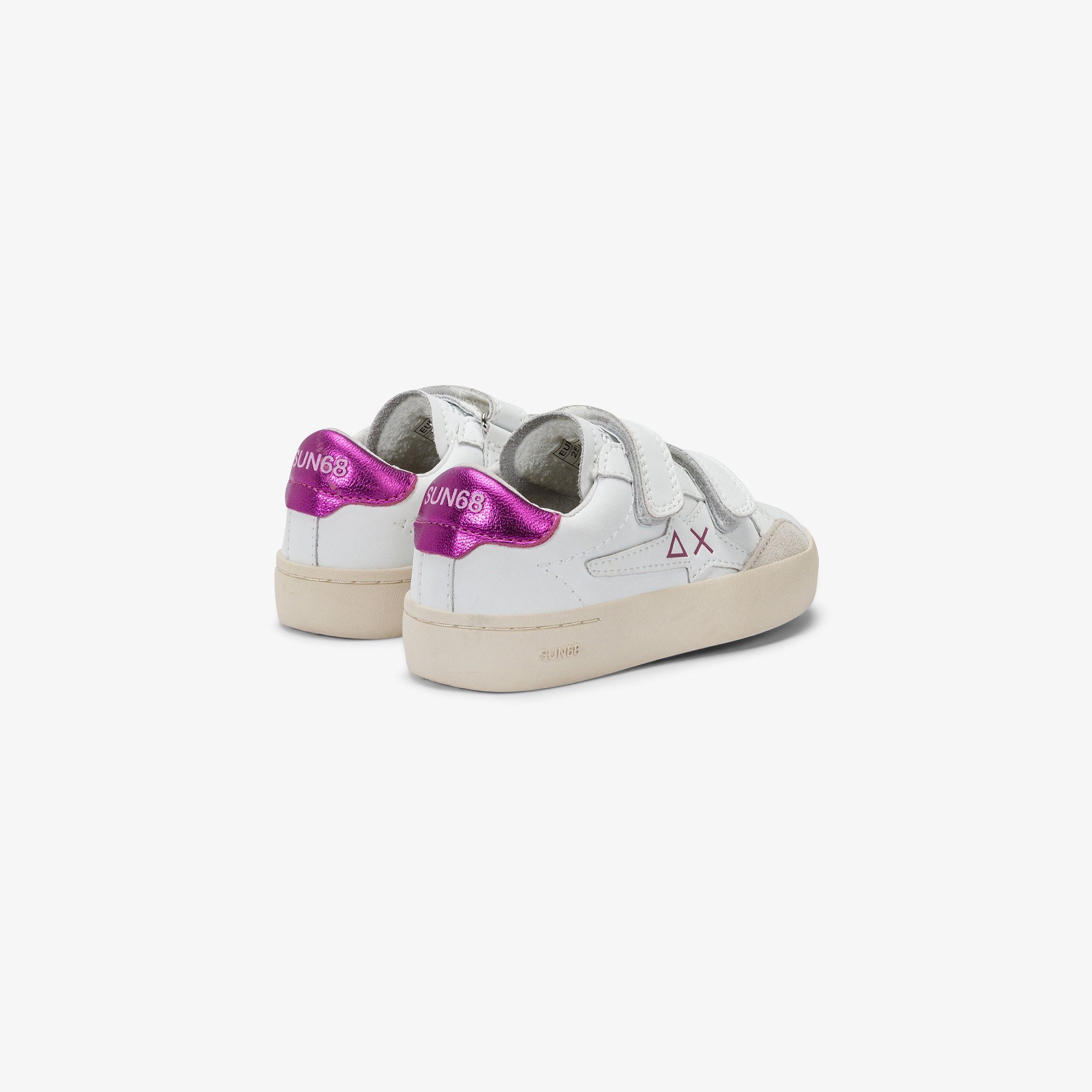 GIRL'S KATY LEATHER (BABY) WHITE/FUXIA