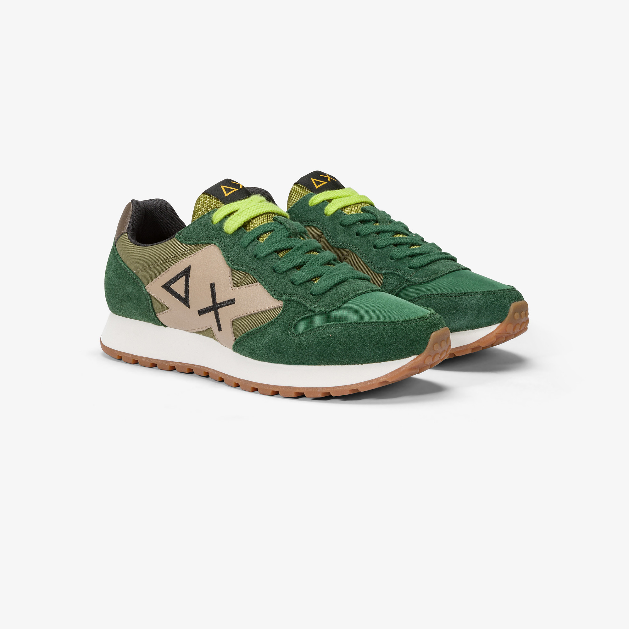 Sneaker Jaki Bicolor in nylon e suede VERDE SCURO