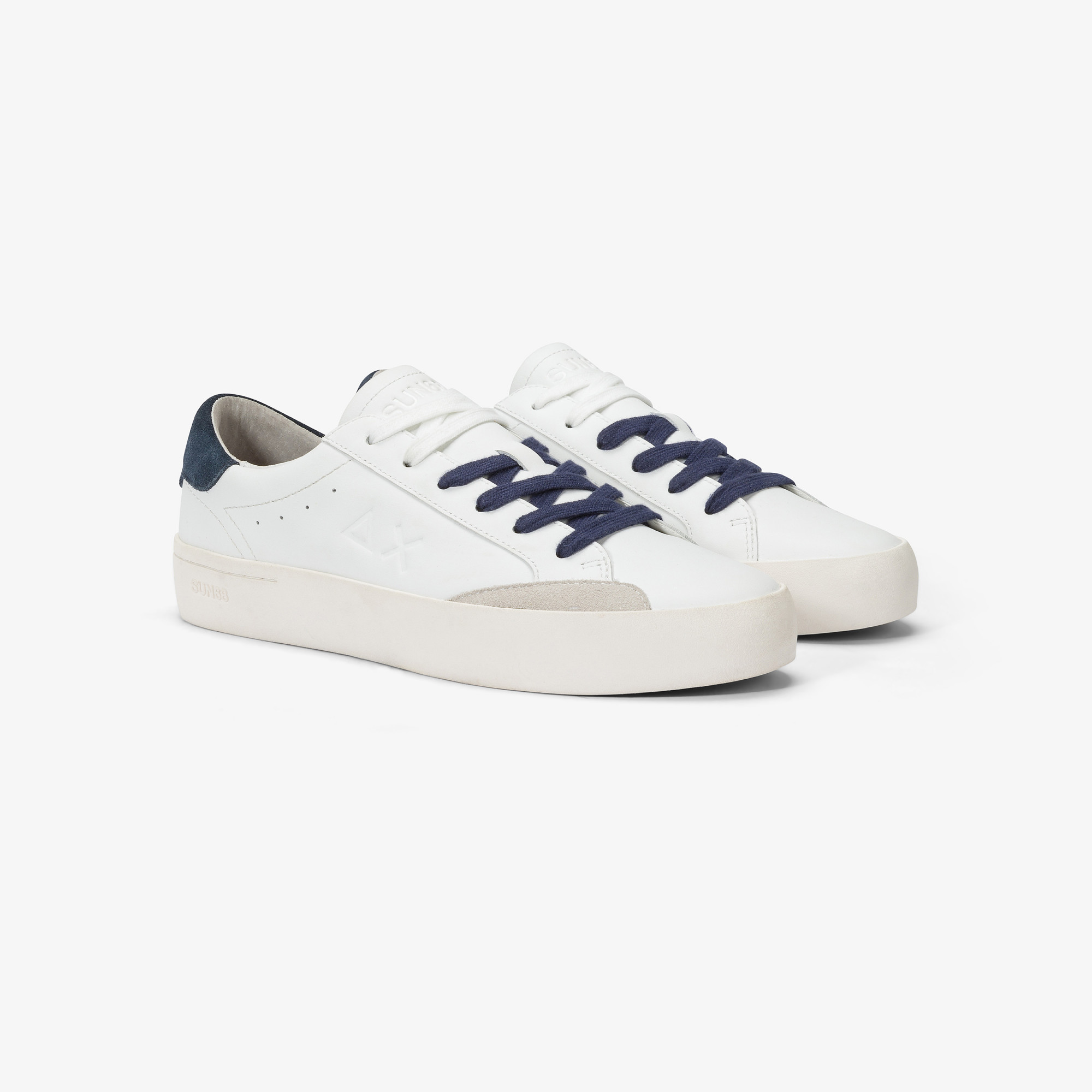 STREET LEATHER WHITE/NAVY BLUE