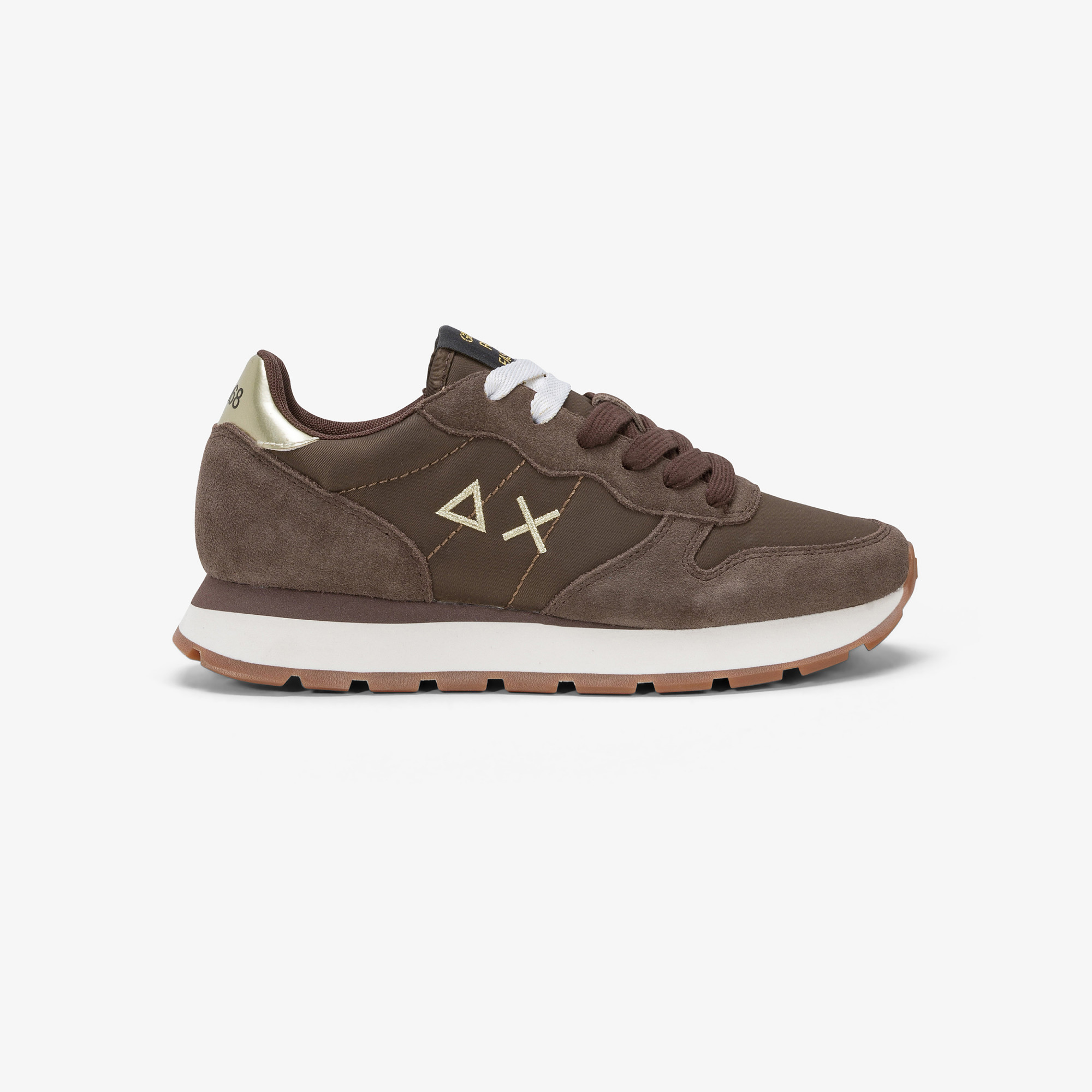 Ally Gold Silver suede and nylon sneaker BROWN