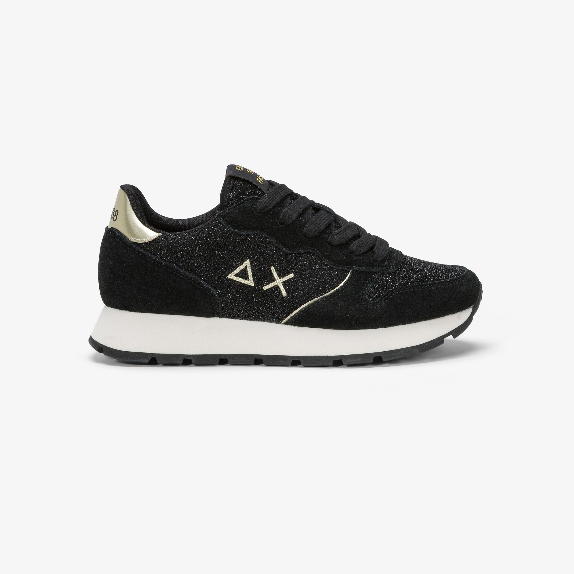 Ally Glitter suede and lurex sneaker BLACK