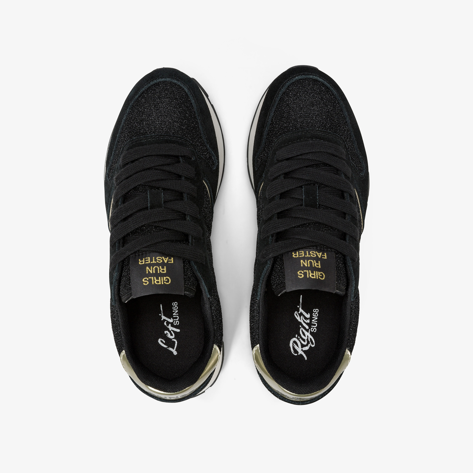 Ally Glitter suede and lurex sneaker BLACK