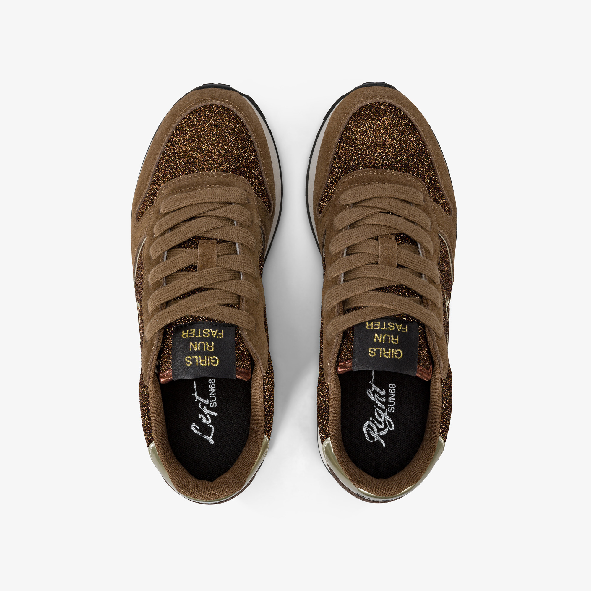 Sneaker Ally Glitter in suede e lurex VOLPE