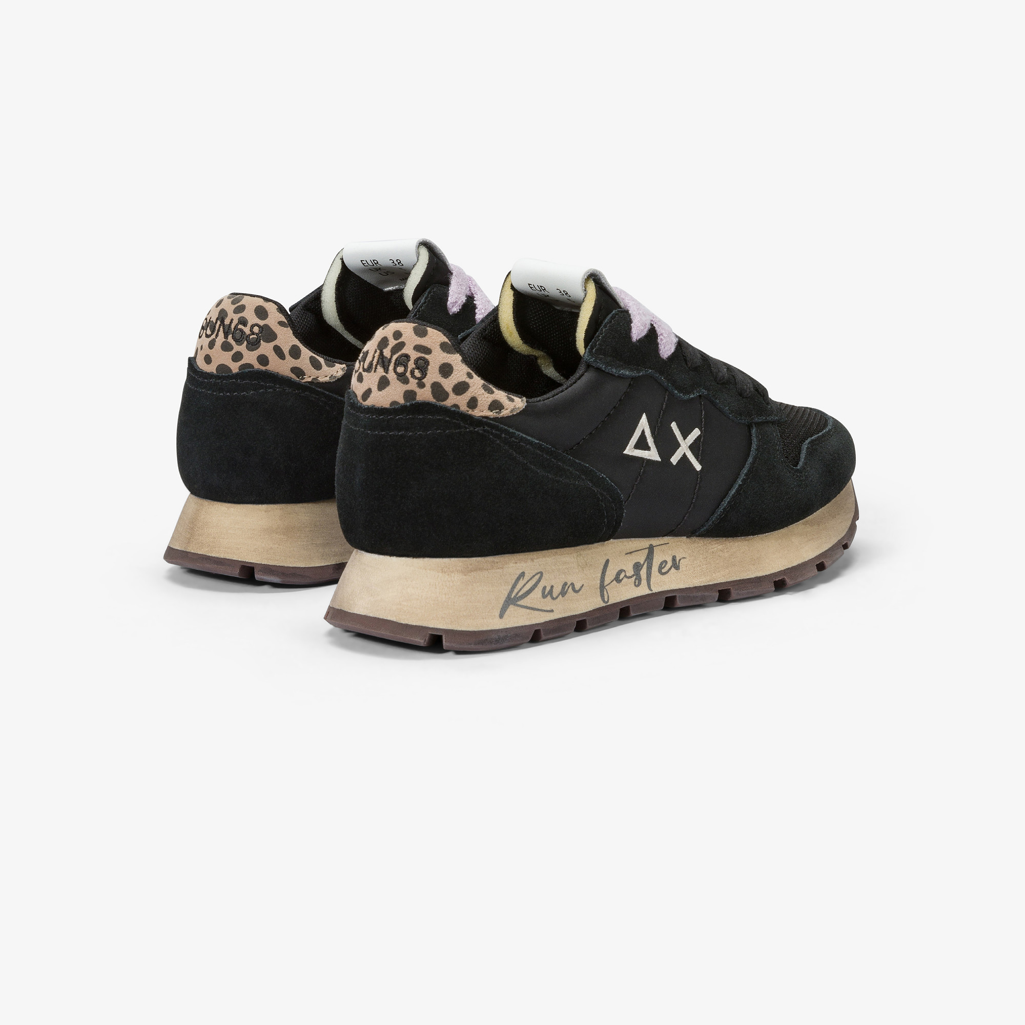 Sneaker Ally Vintage in suede e nylon NERO