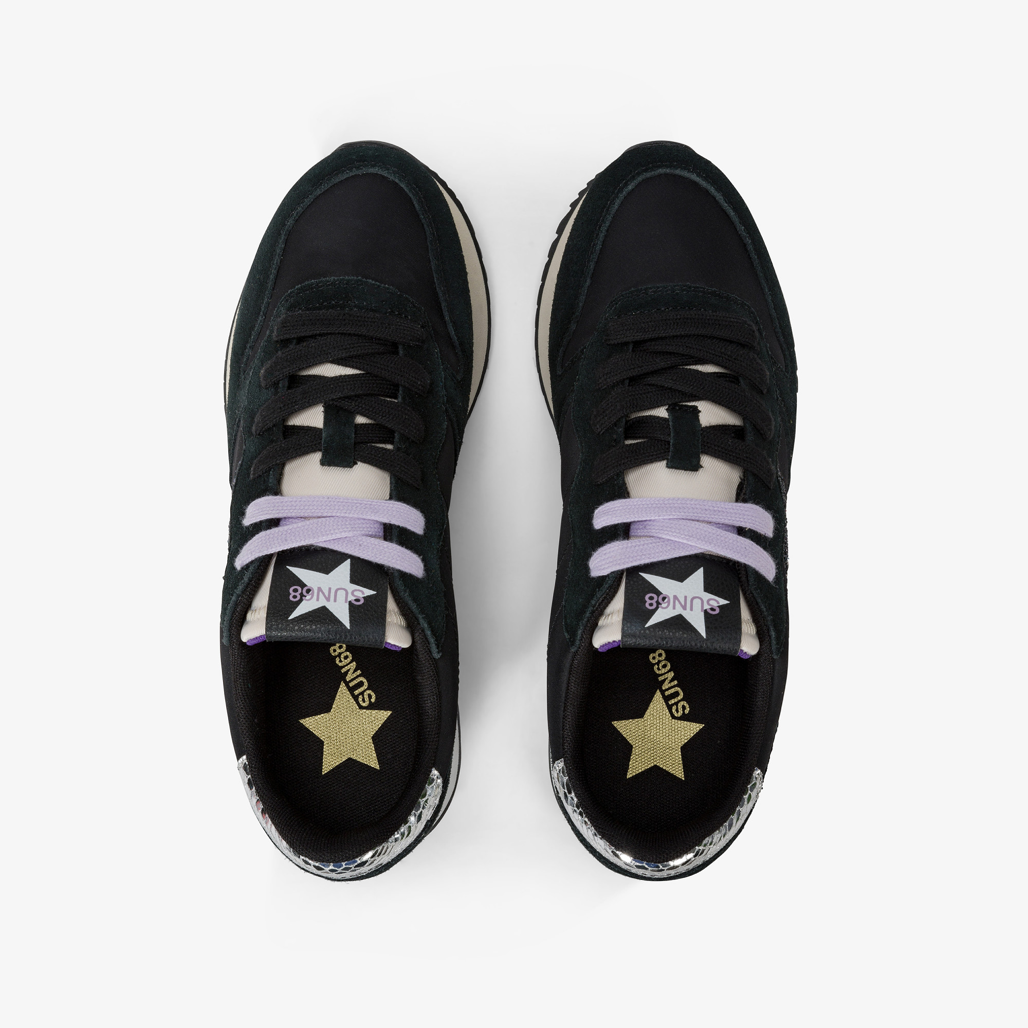 Sneaker Stargirl Glitter in suede e nylon NERO