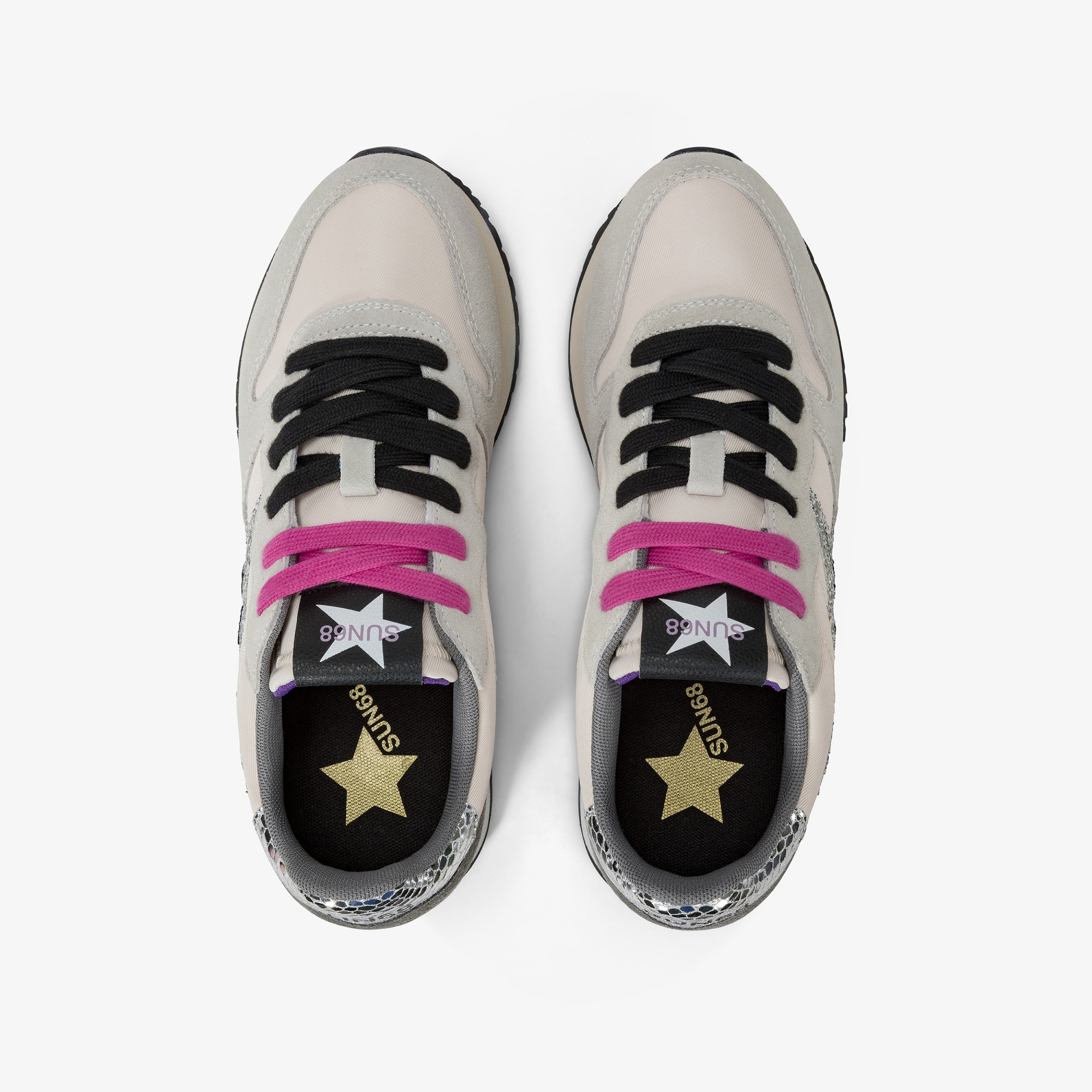 Sneaker Stargirl Glitter in suede e nylon BIANCO PANNA