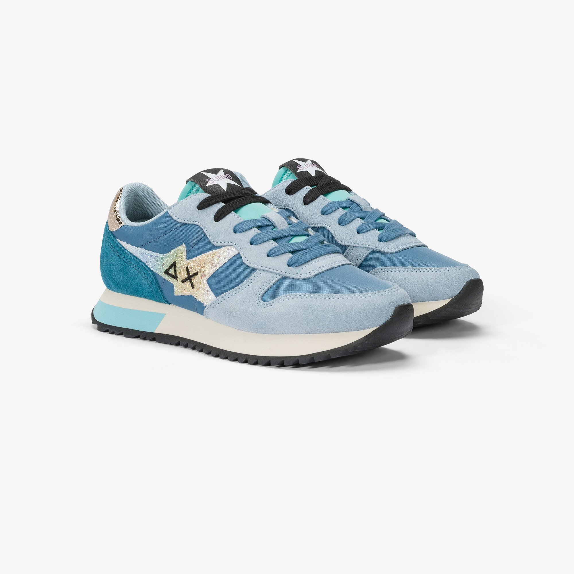 Stargirl Glitter suede and nylon sneaker SKY BLUE