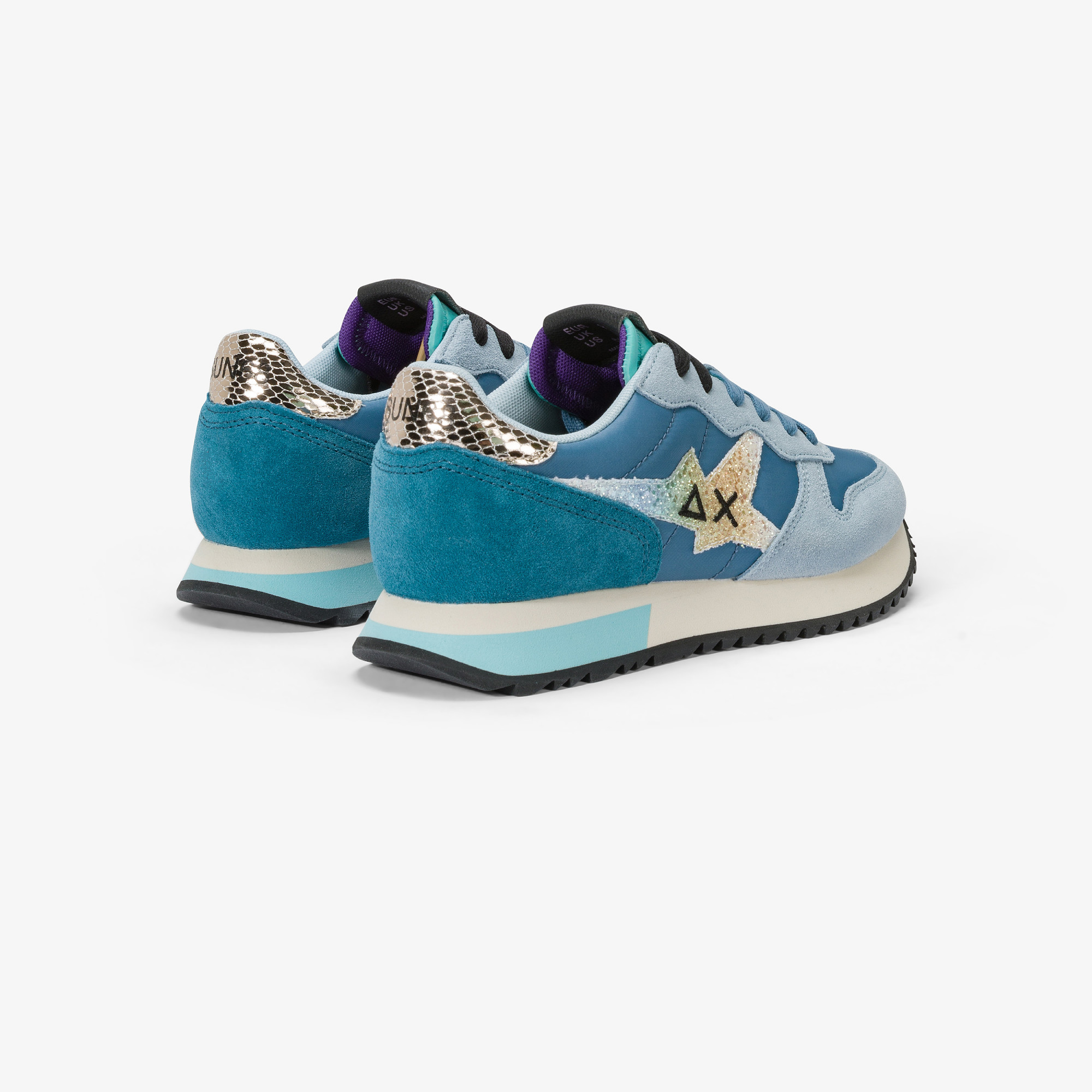 Stargirl Glitter suede and nylon sneaker SKY BLUE