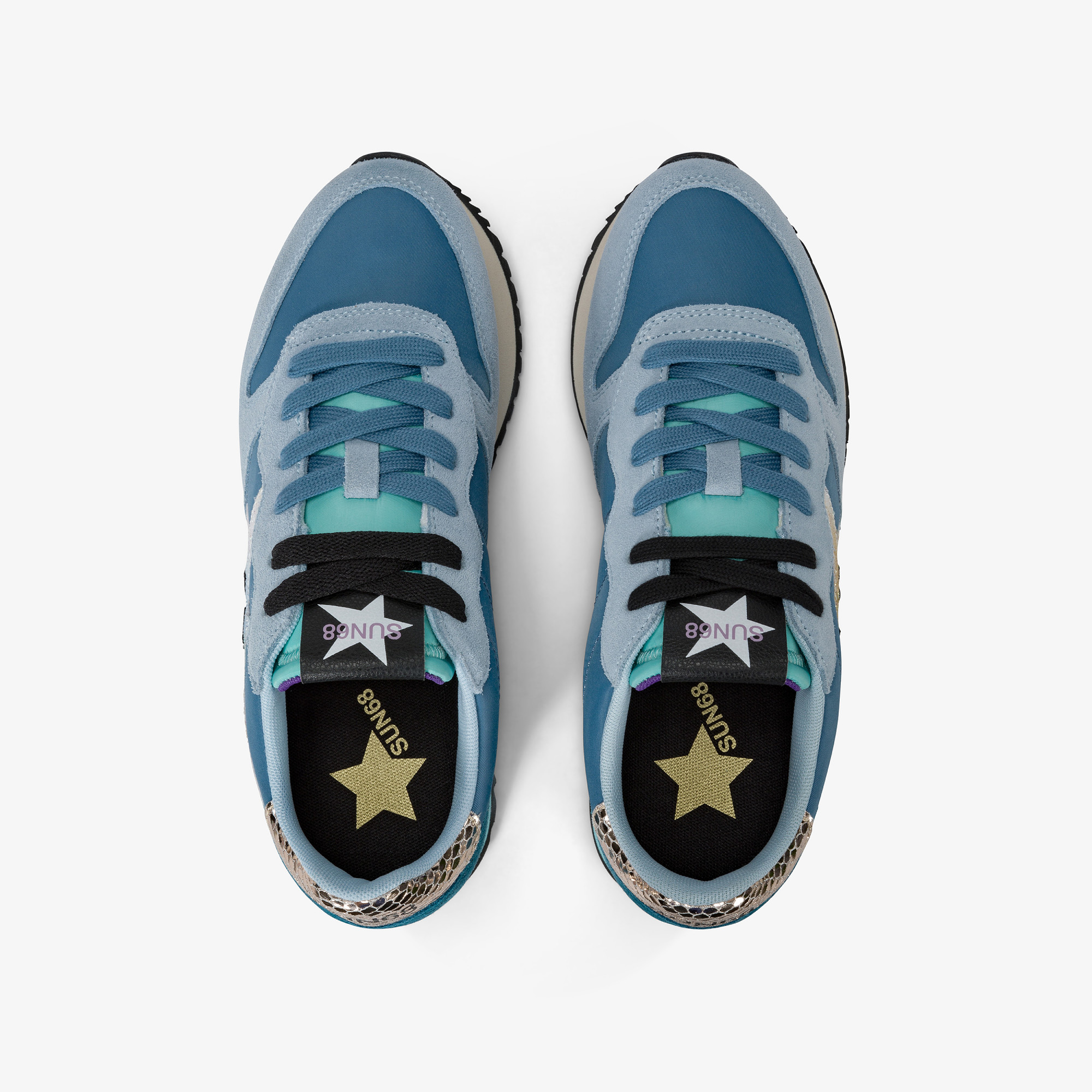 Stargirl Glitter suede and nylon sneaker SKY BLUE